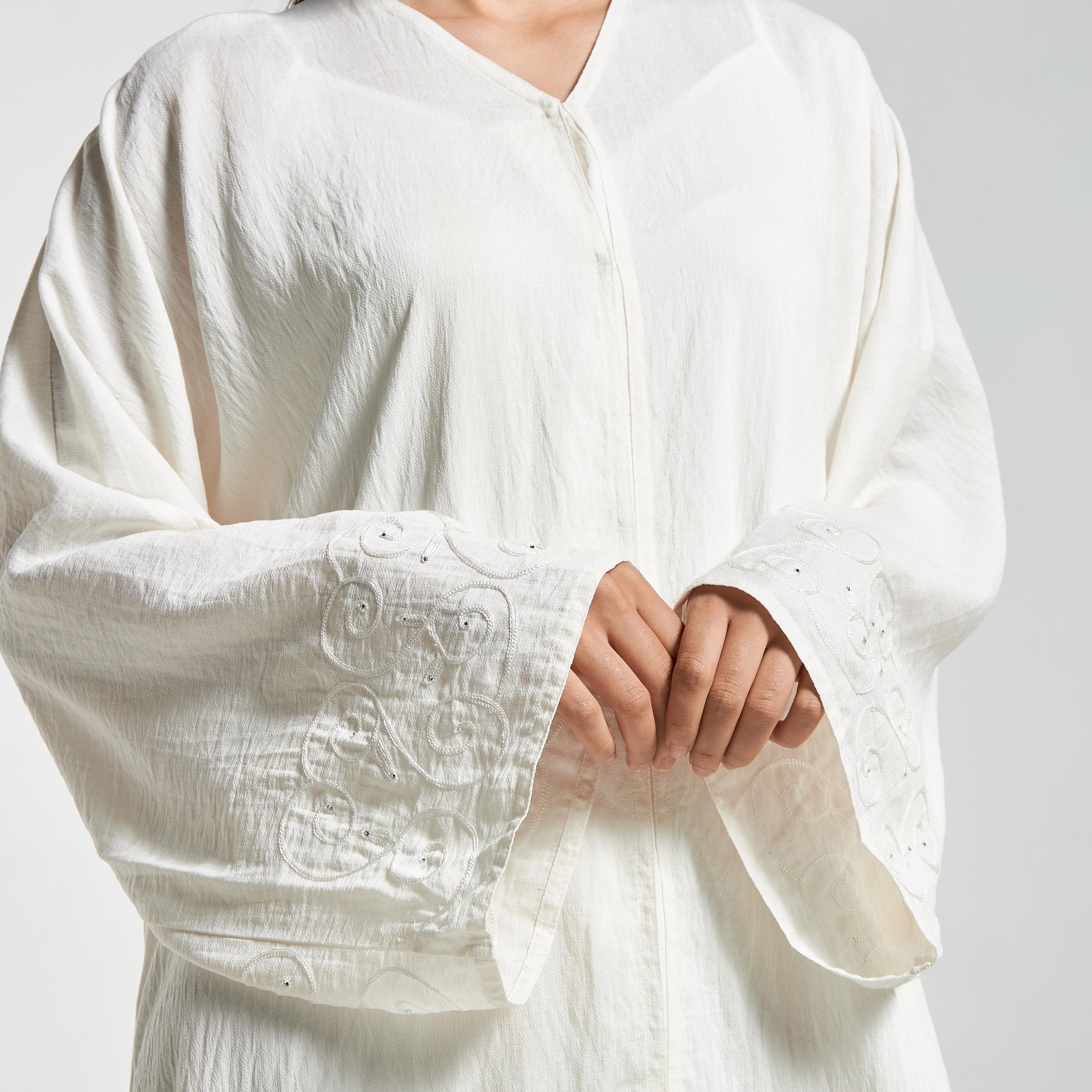Hadiyath Al Madinah Embroidered Abaya with Hijab-women-arabicclothing-abayas-image-3