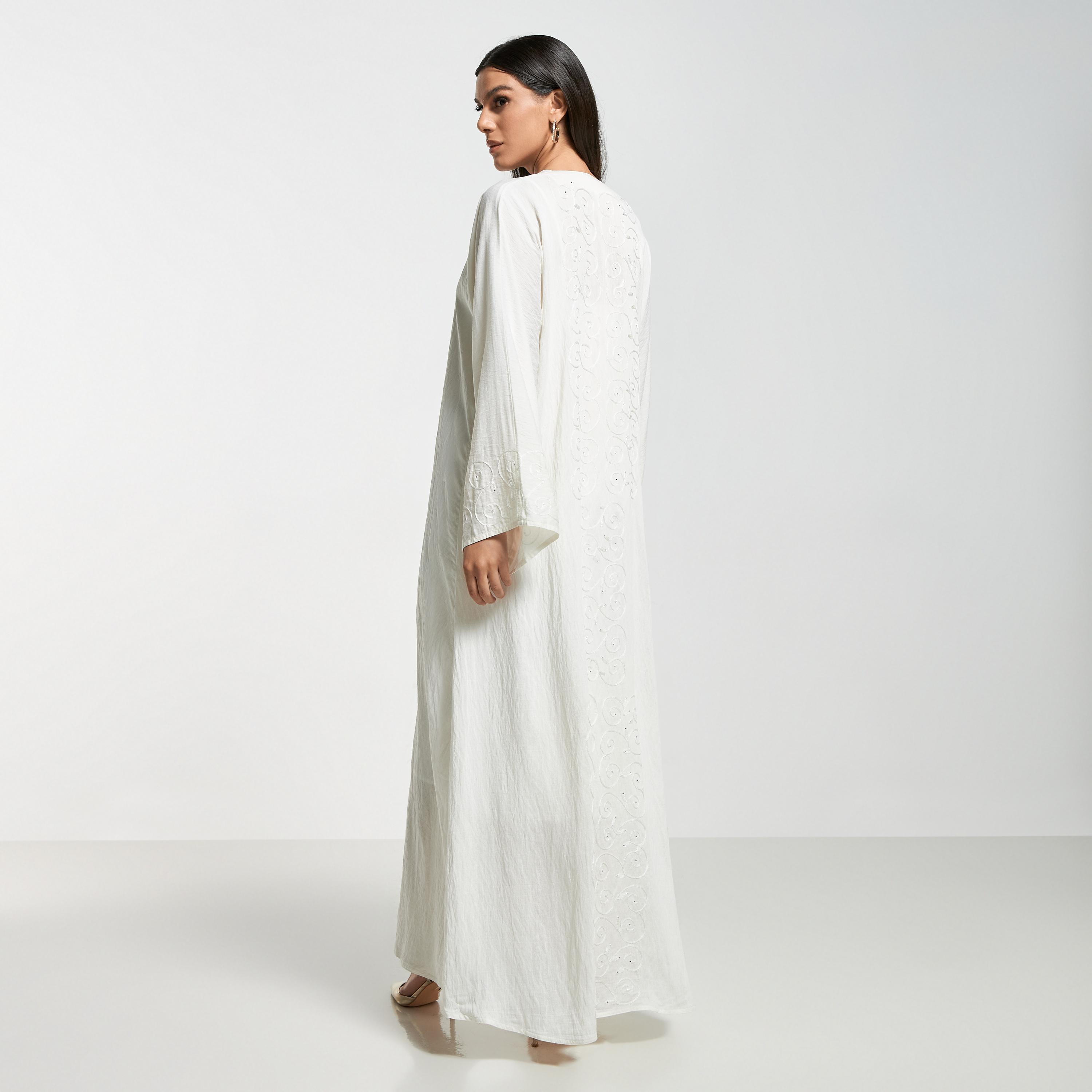 Hadiyath Al Madinah Embroidered Abaya with Hijab-women-arabicclothing-abayas-image-5