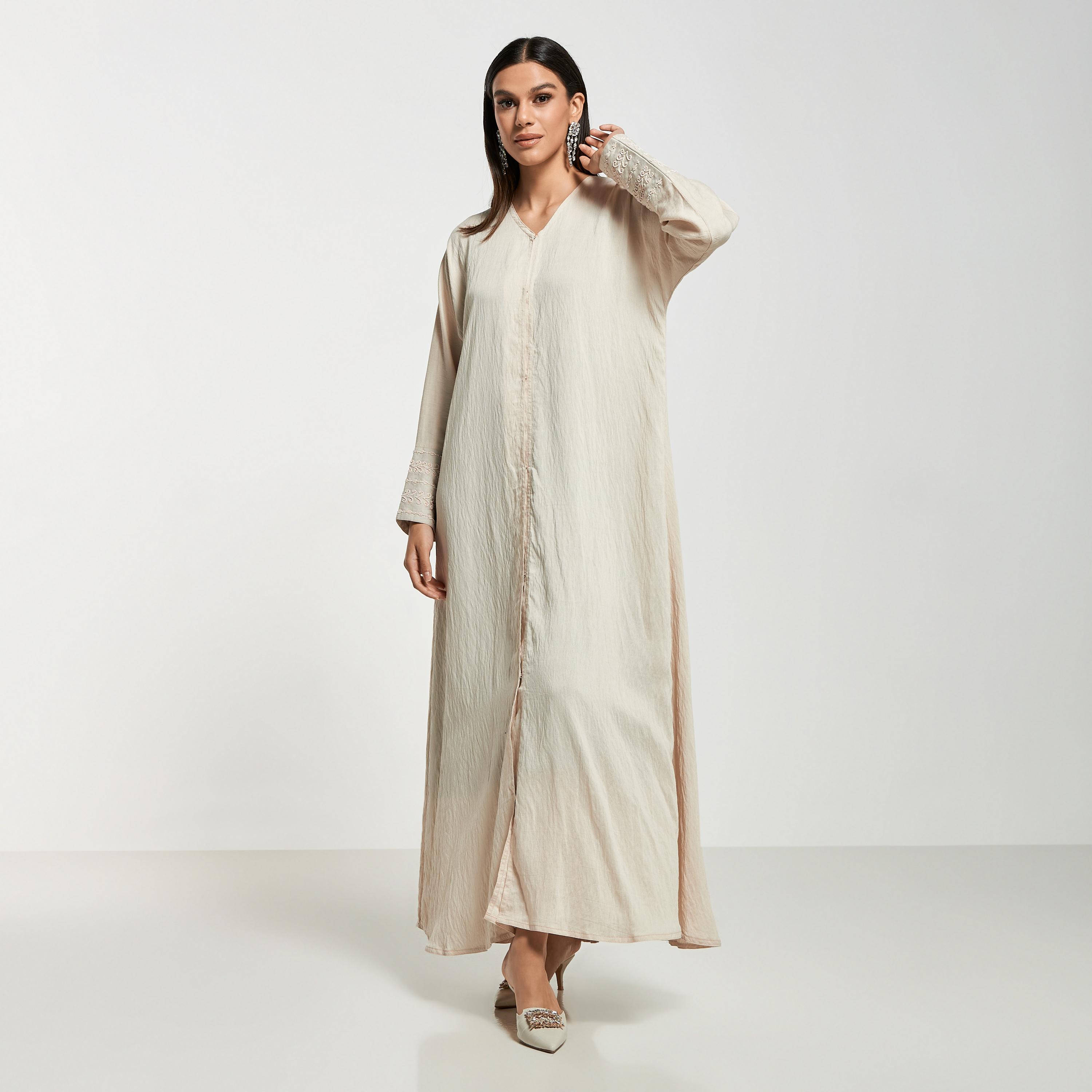 Hadiyath Al Madinah Embellished Abaya with Hijab-women-arabicclothing-abayas-image-1