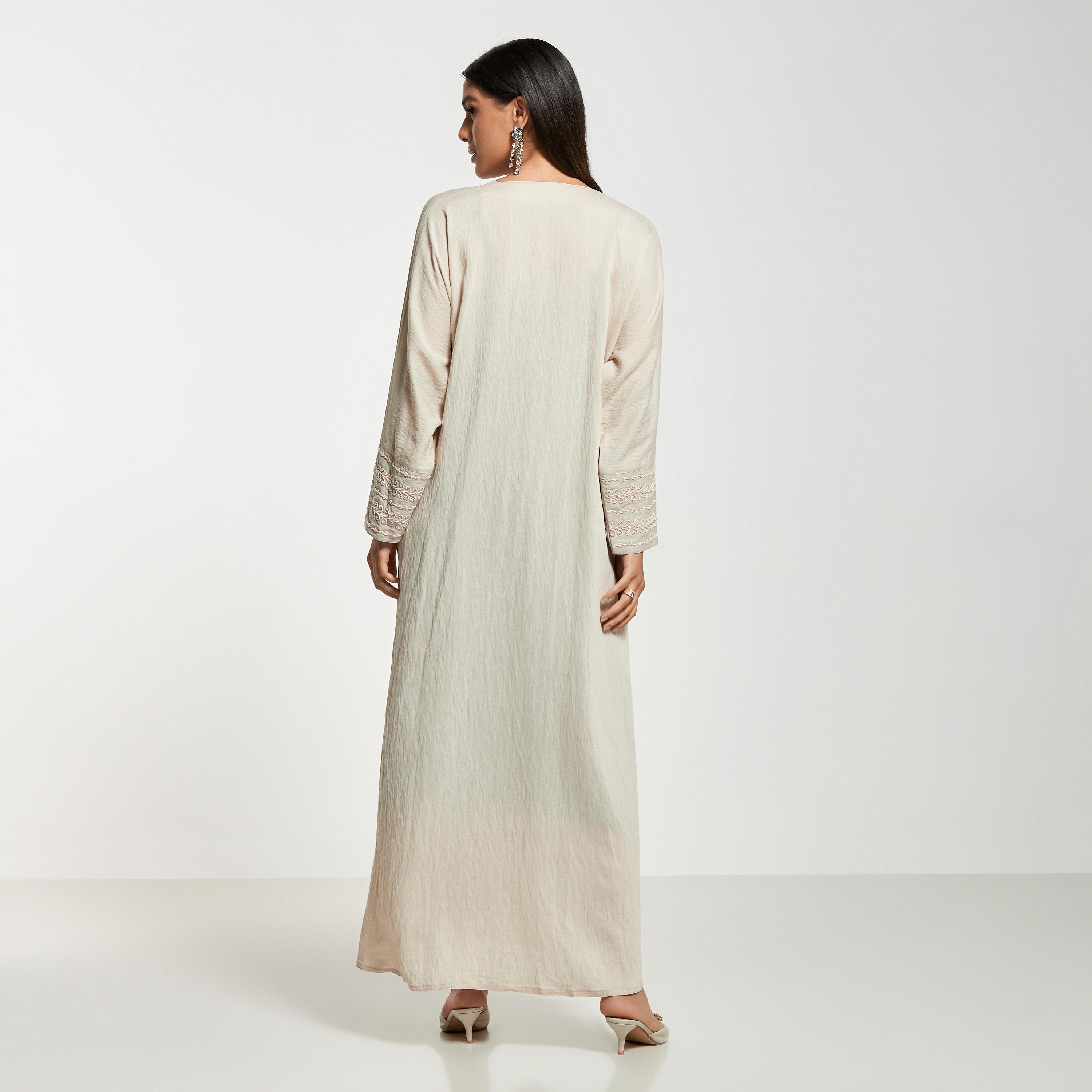 Hadiyath Al Madinah Embellished Abaya with Hijab-women-arabicclothing-abayas-image-5
