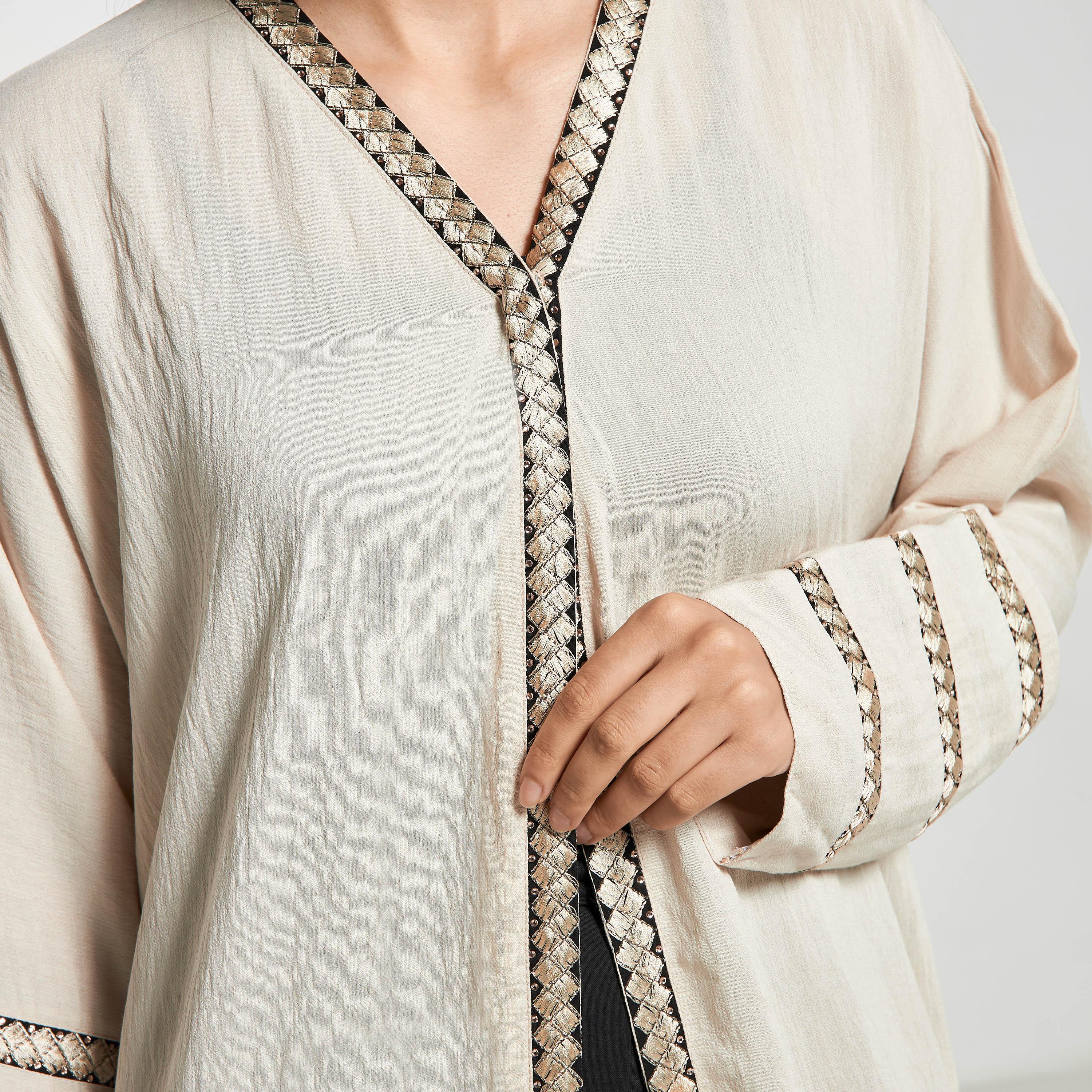 Hadiyath Al Madinah Embroidered Abaya with Hijab-women-arabicclothing-abayas-image-3