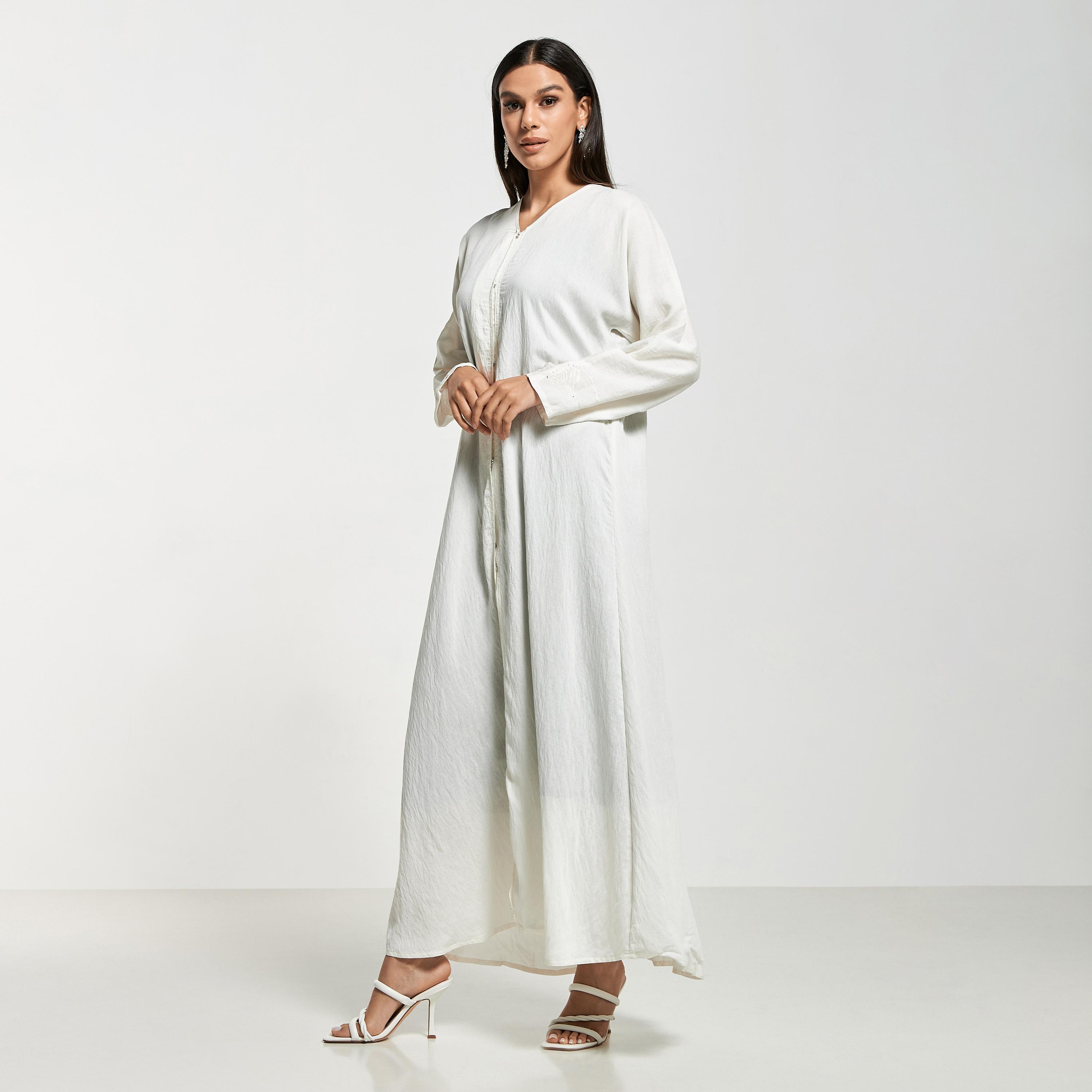 Hadiyath Al Madinah Embroidered Abaya with Hijab-women-arabicclothing-abayas-image-1