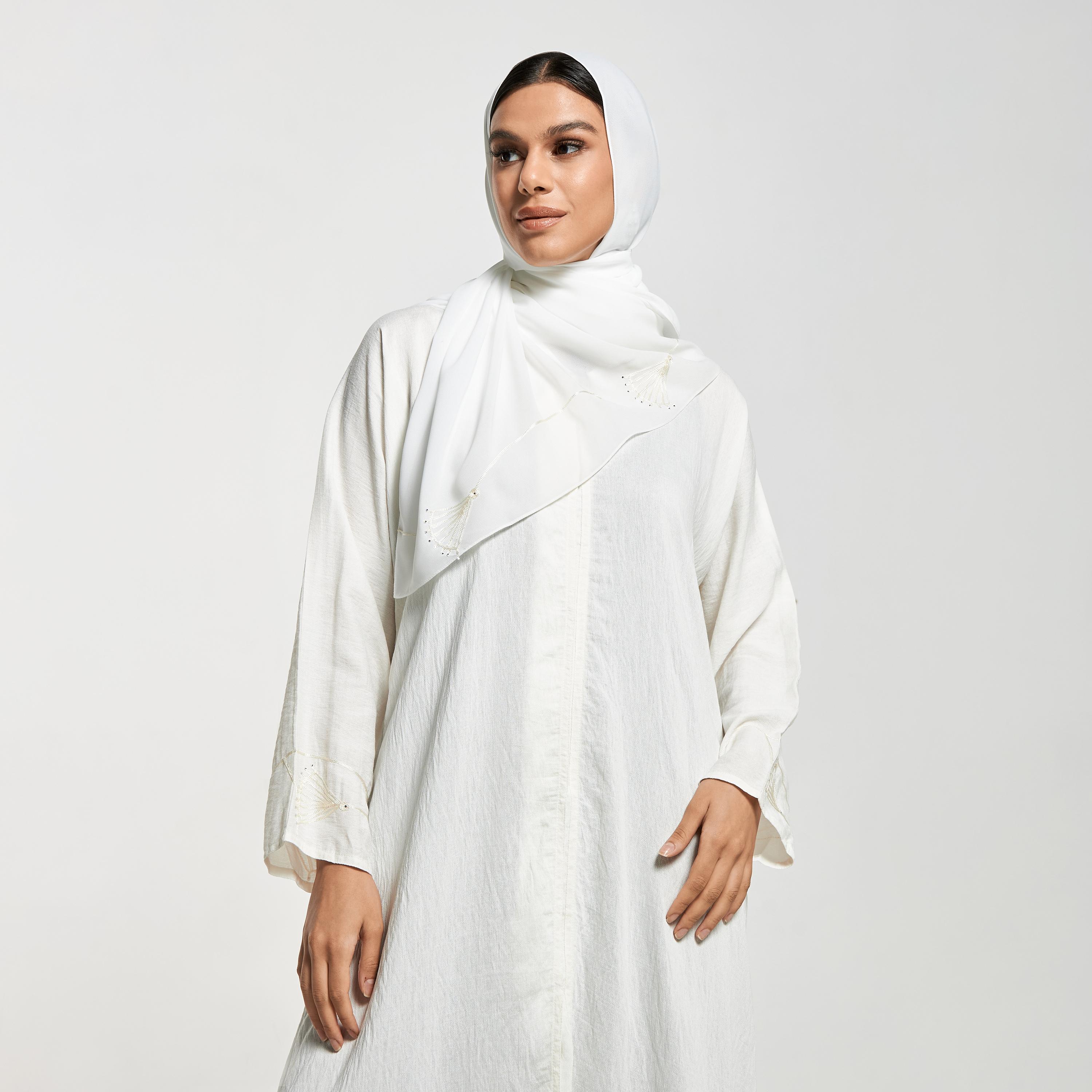 Hadiyath Al Madinah Embroidered Abaya with Hijab-women-arabicclothing-abayas-image-2