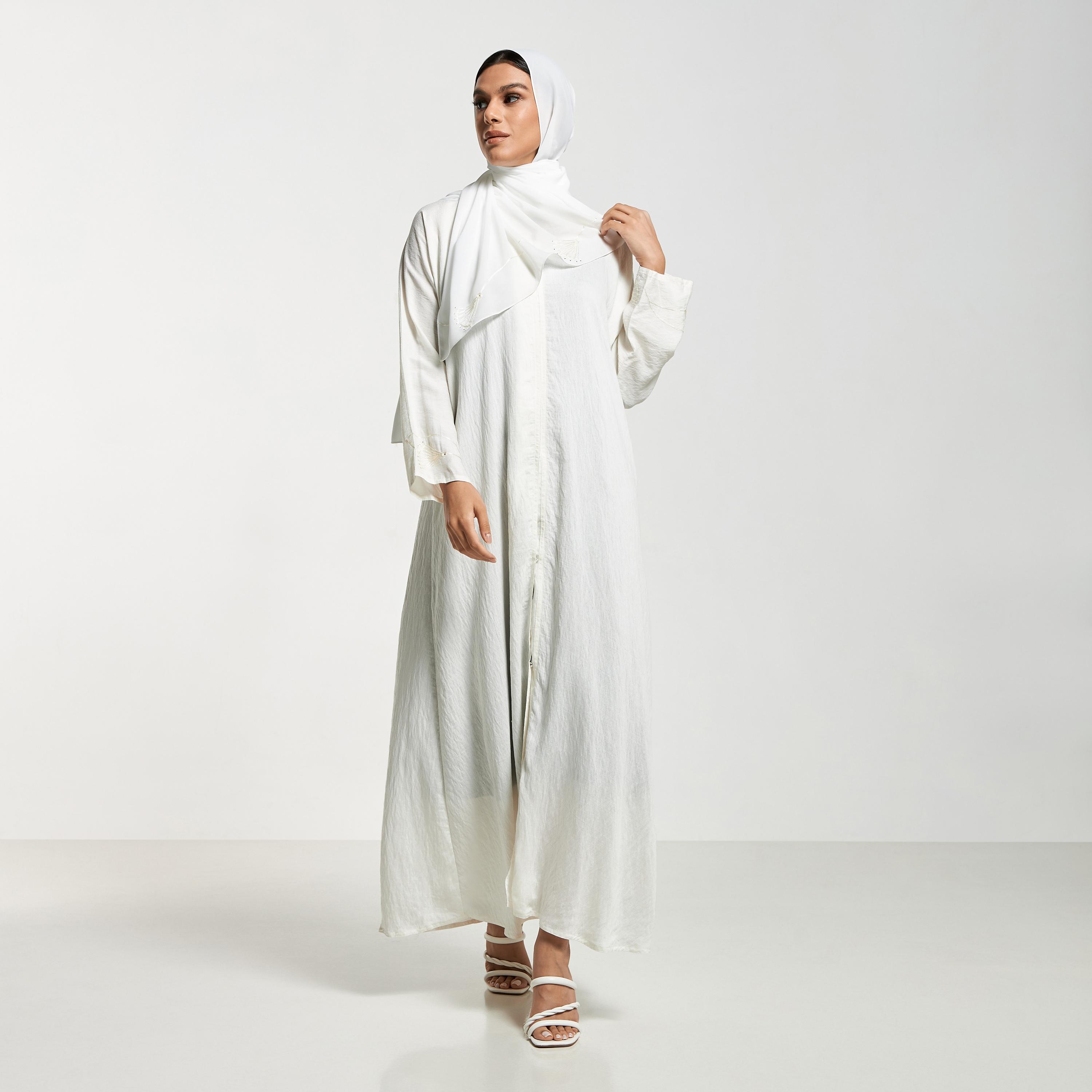 Hadiyath Al Madinah Embroidered Abaya with Hijab-women-arabicclothing-abayas-image-4