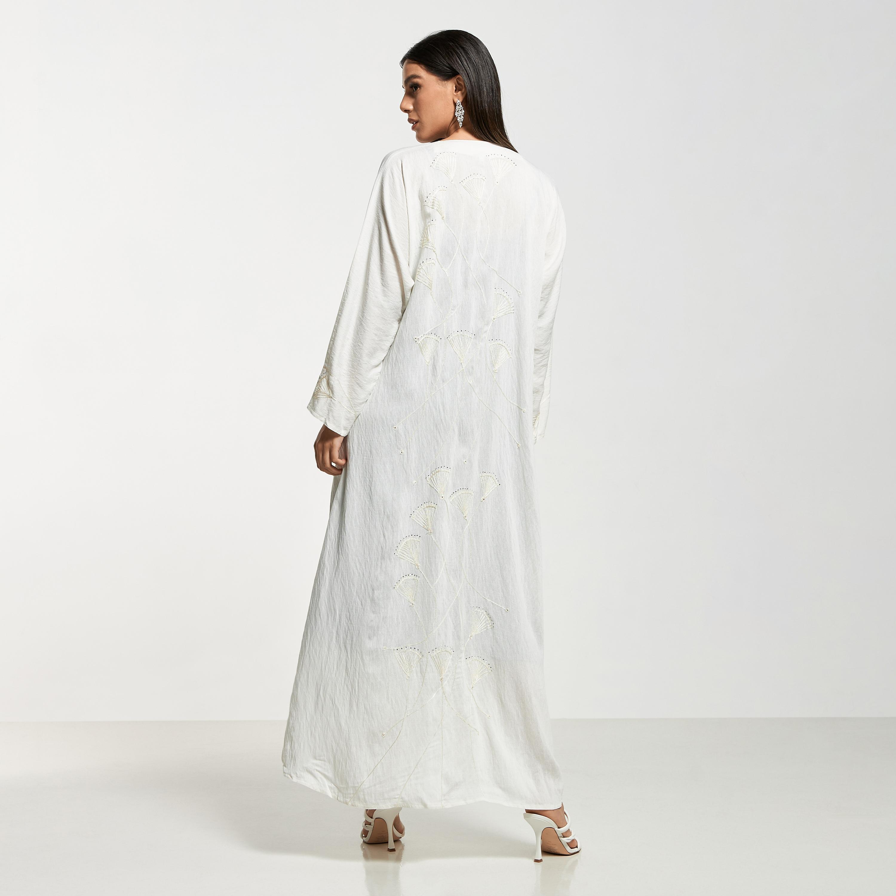 Hadiyath Al Madinah Embroidered Abaya with Hijab-women-arabicclothing-abayas-image-5