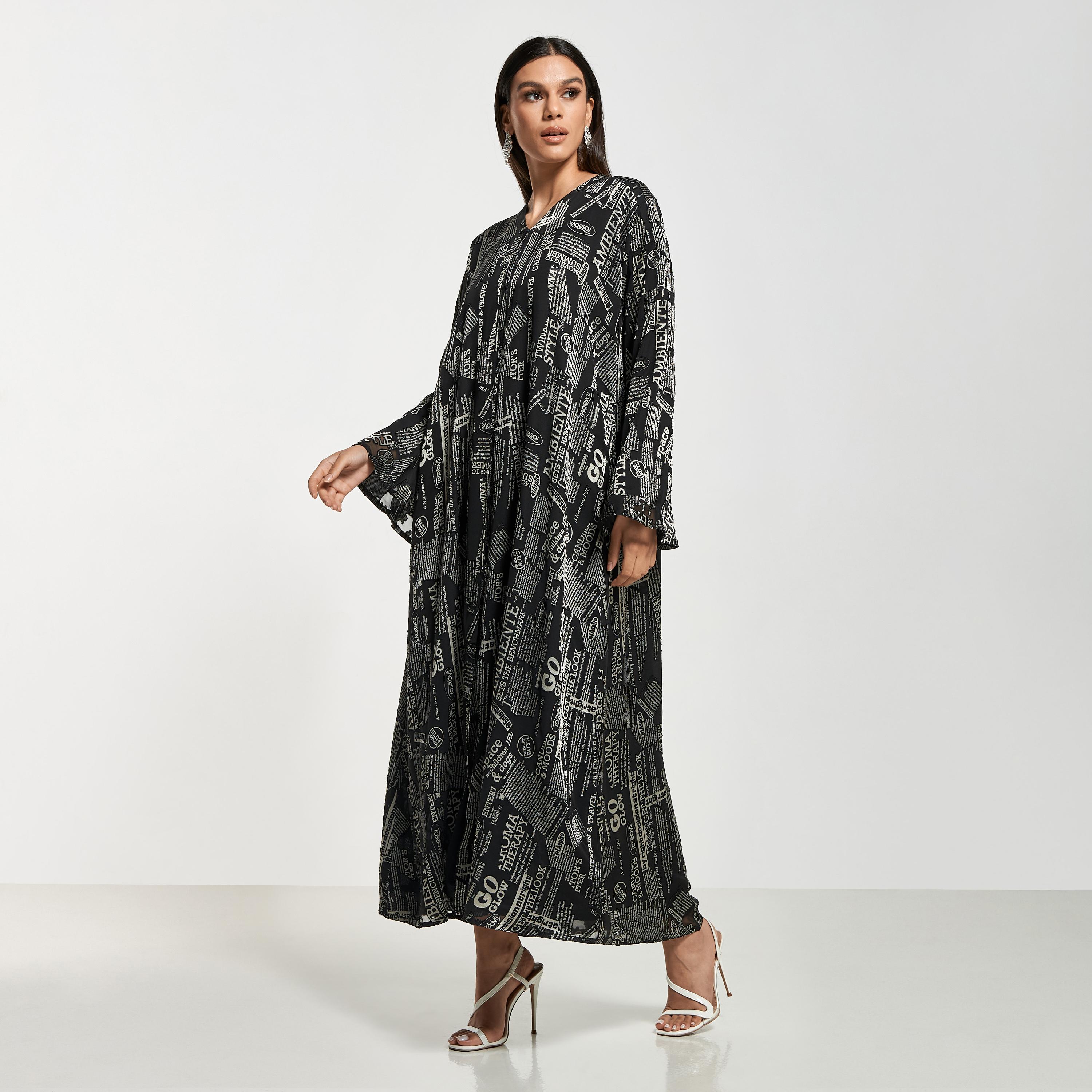 Hadiyath Al Madinah All-Over Print Abaya with Hijab-women-arabicclothing-abayas-image-1