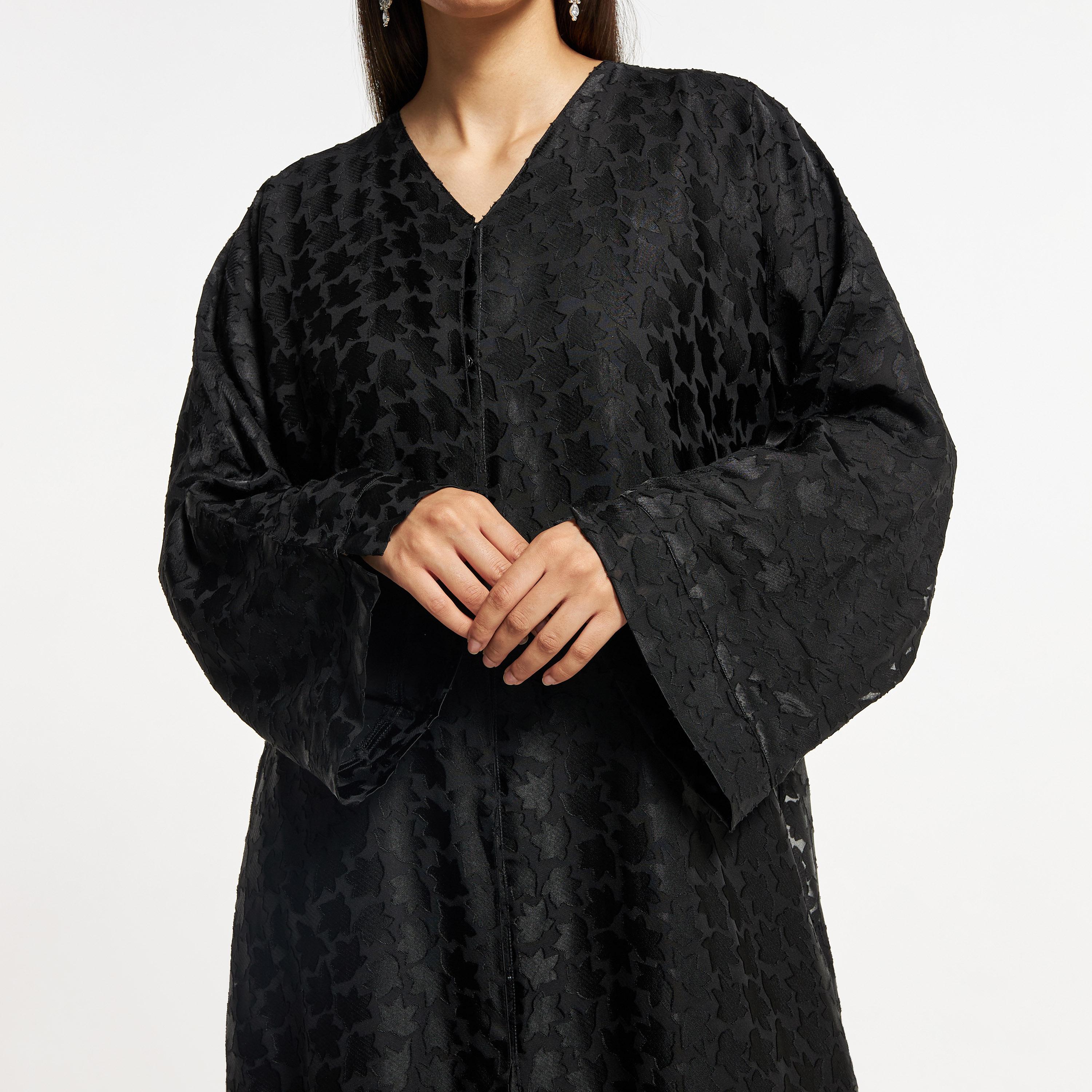 Hadiyath Al Madinah Textured Abaya with Hijab-women-arabicclothing-abayas-image-3