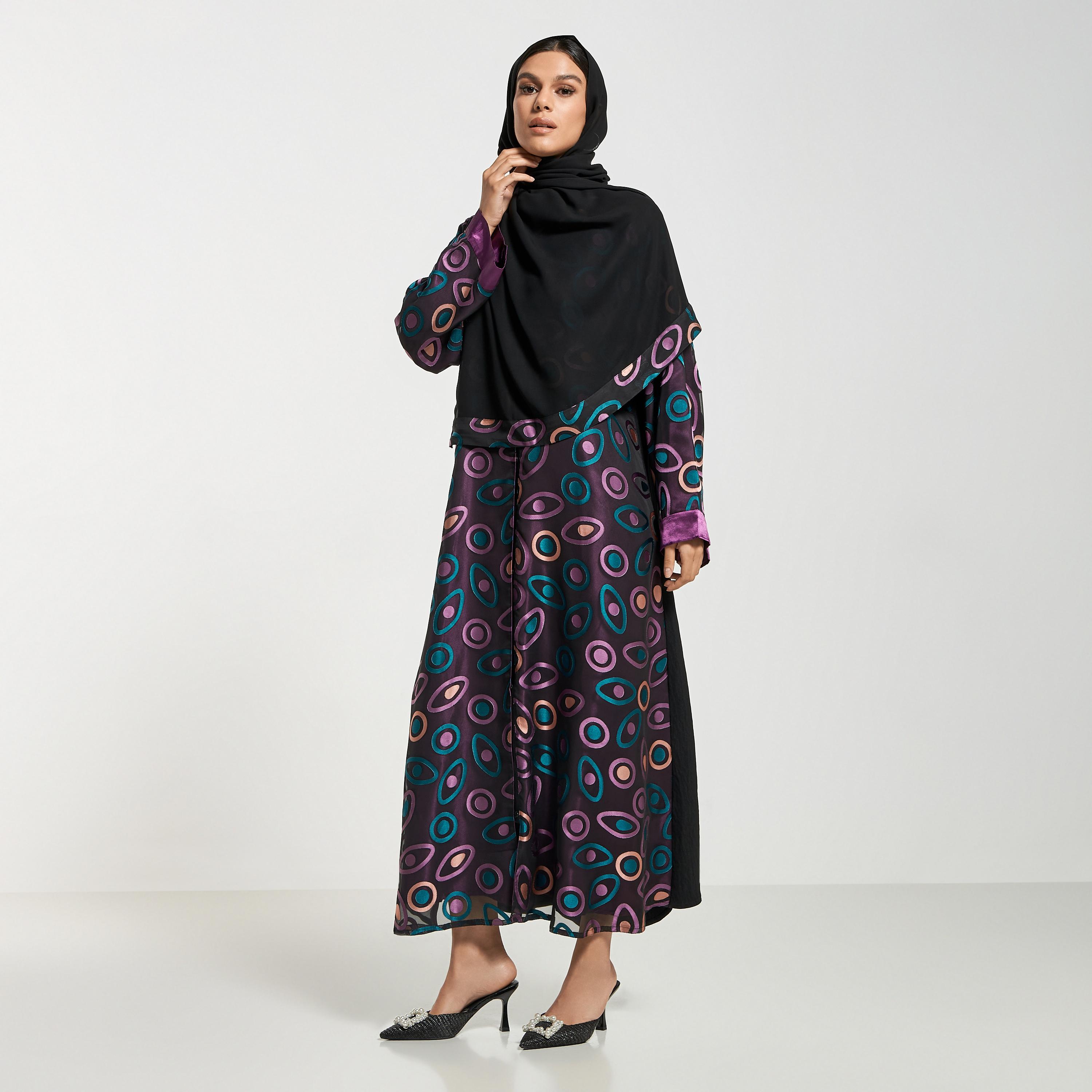 Hadiyath Al Madinah Printed Abaya with Hijab-women-arabicclothing-abayas-image-4