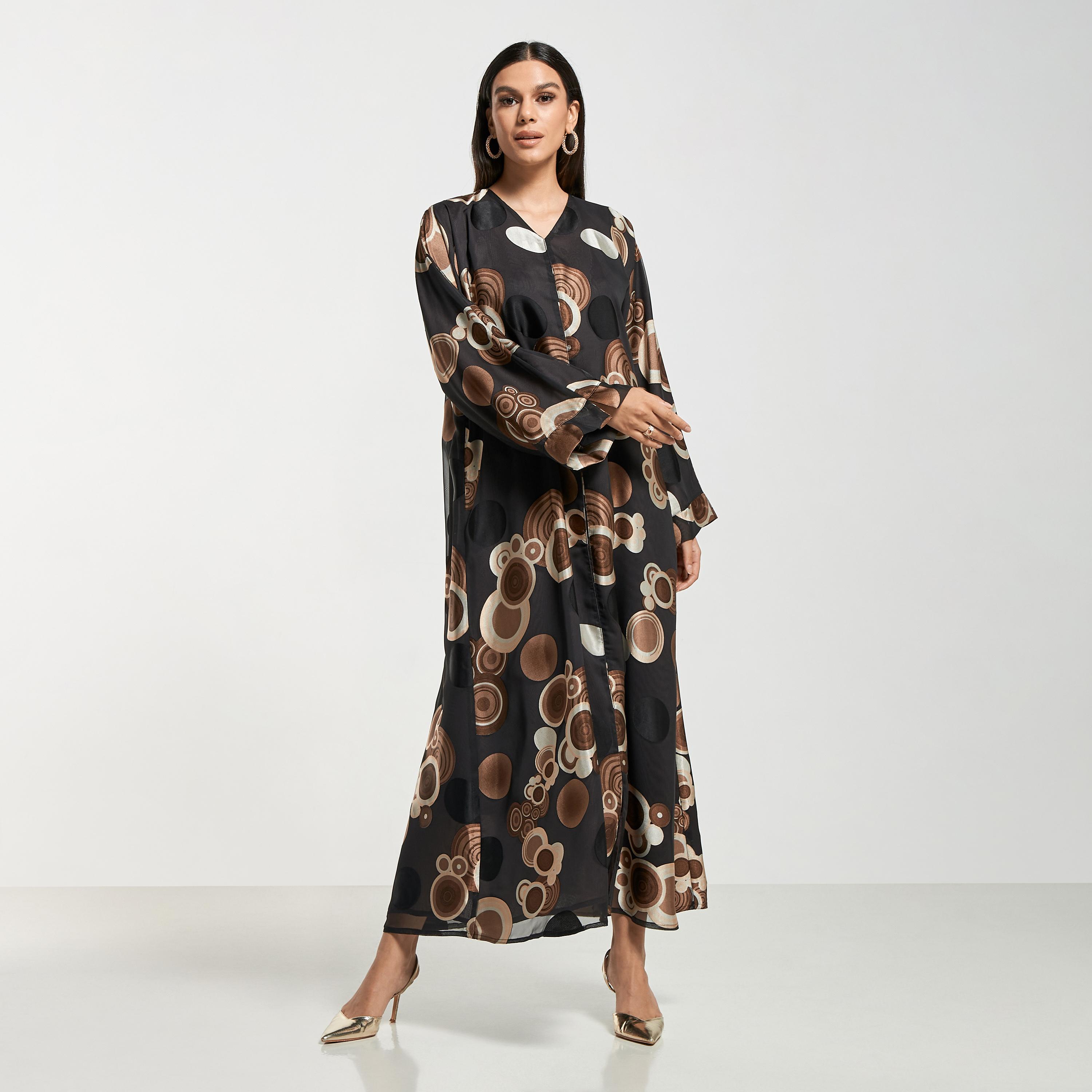 Hadiyath Al Madinah All-Over Print Abaya with Hijab-women-arabicclothing-abayas-image-1