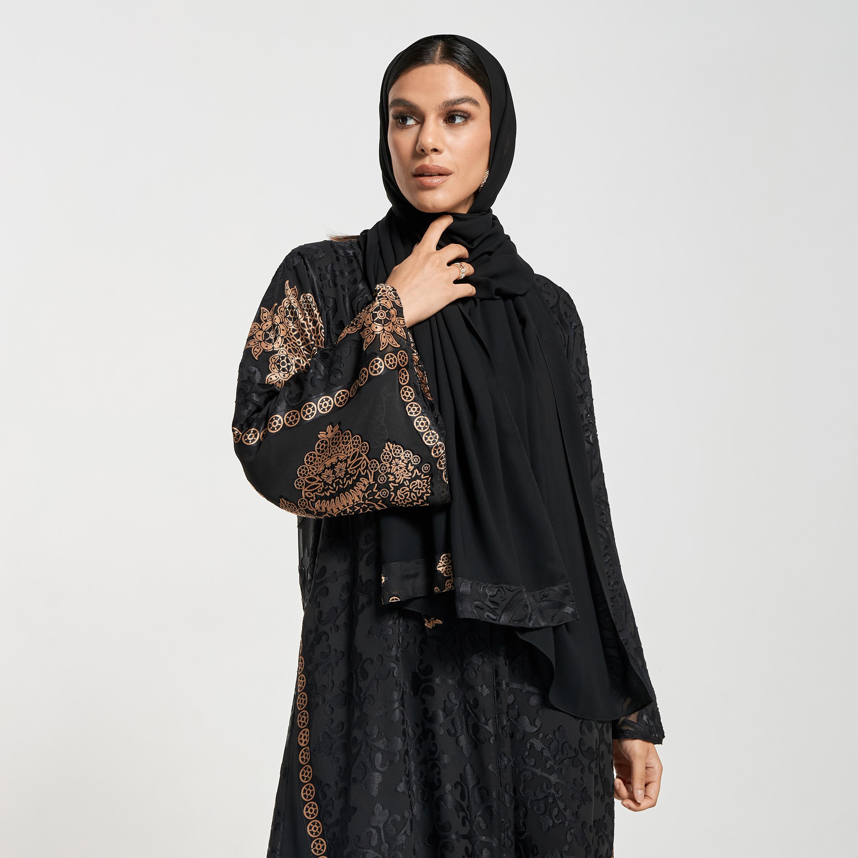 Hadiyath Al Madinah Printed Abaya with Hijab-women-arabicclothing-abayas-image-2