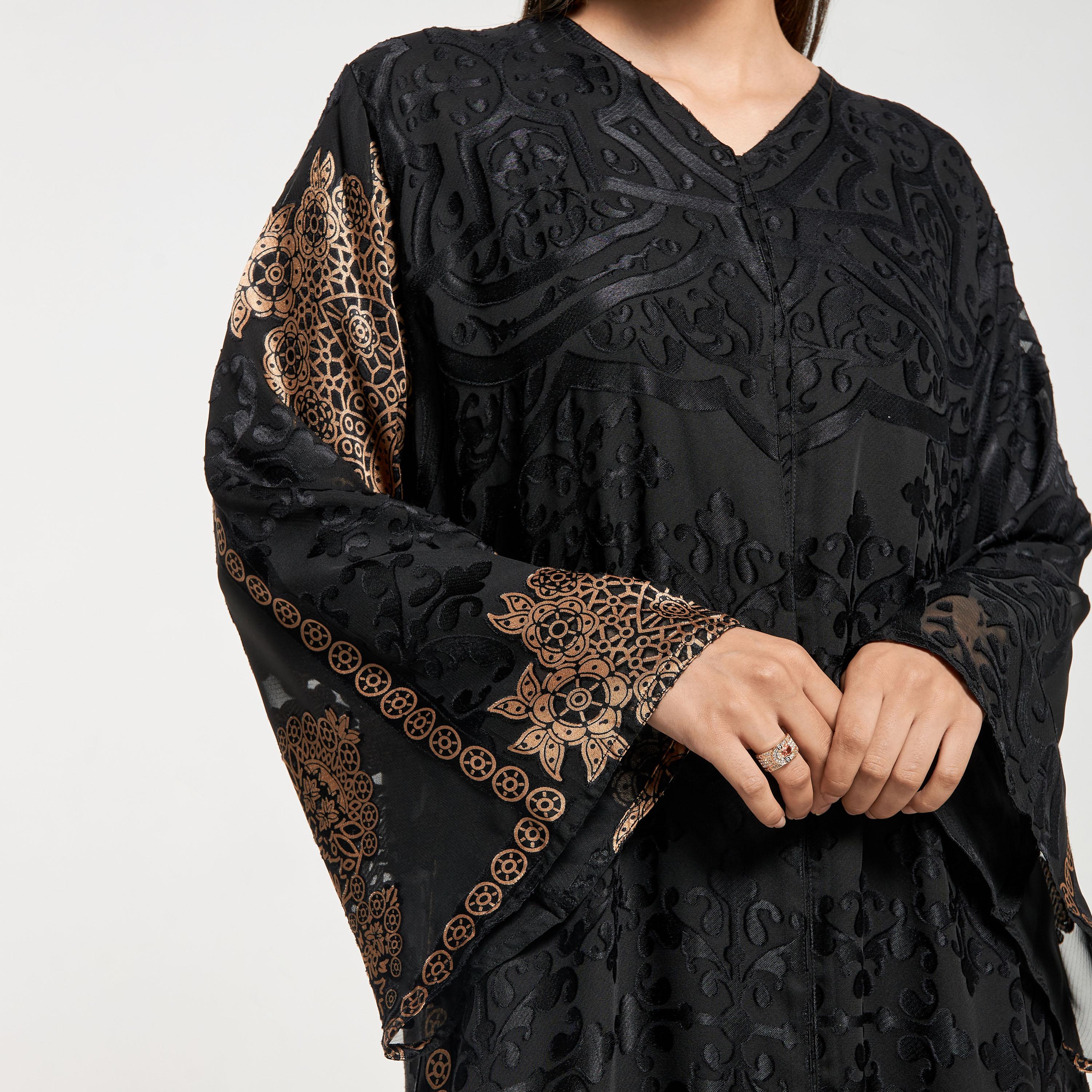Hadiyath Al Madinah Printed Abaya with Hijab-women-arabicclothing-abayas-image-3