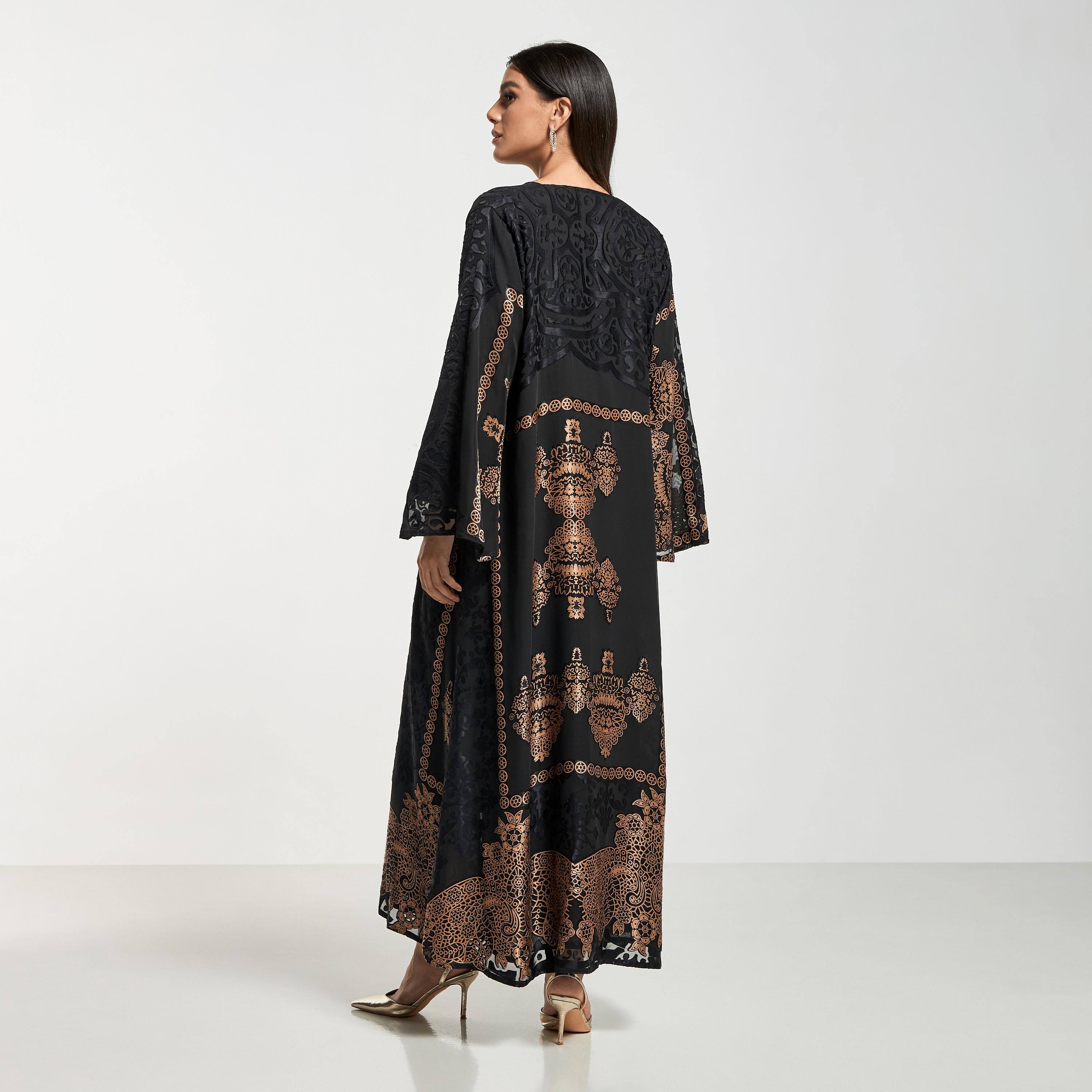 Hadiyath Al Madinah Printed Abaya with Hijab-women-arabicclothing-abayas-image-5