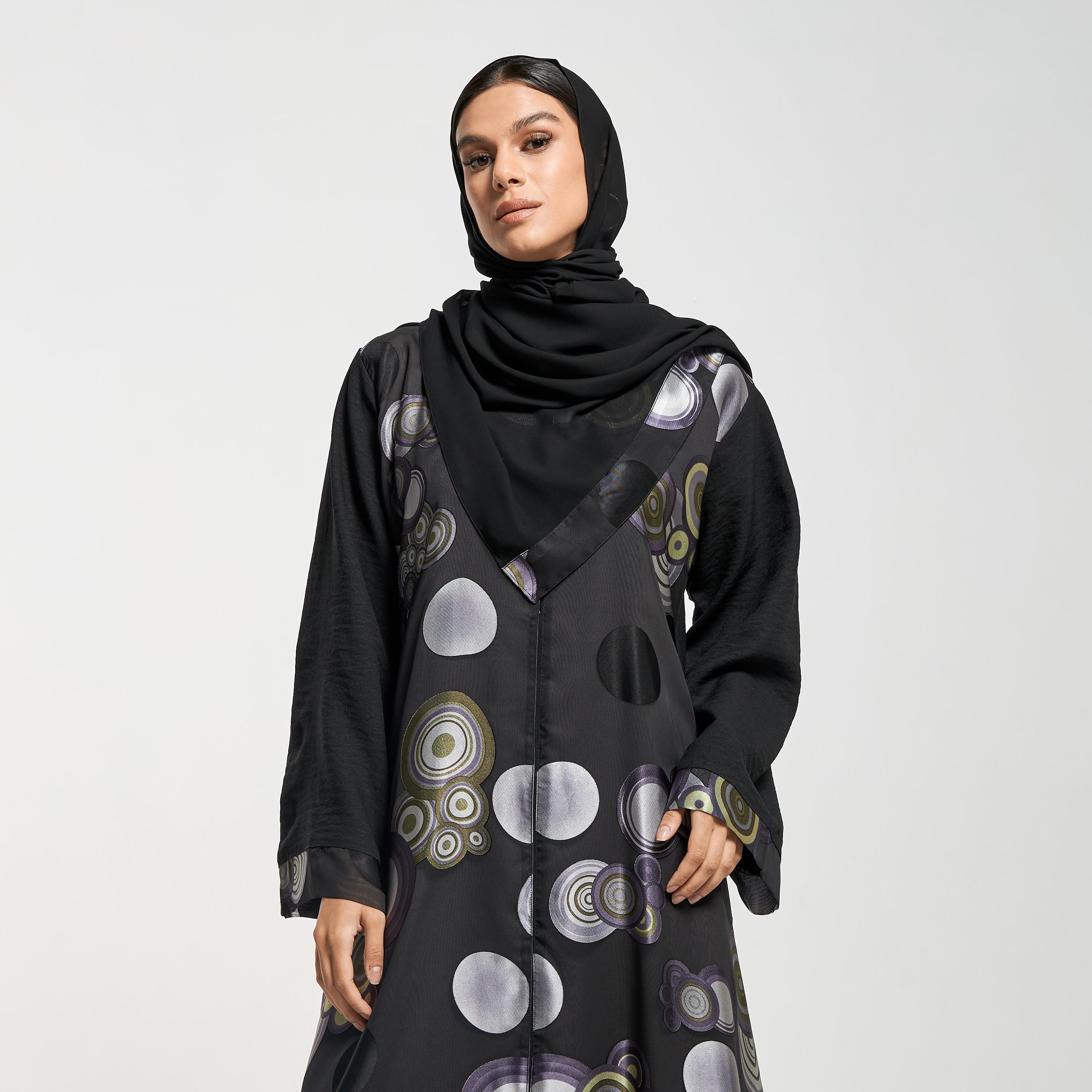 Hadiyath Al Madinah Printed Abaya with Hijab-women-arabicclothing-abayas-image-2