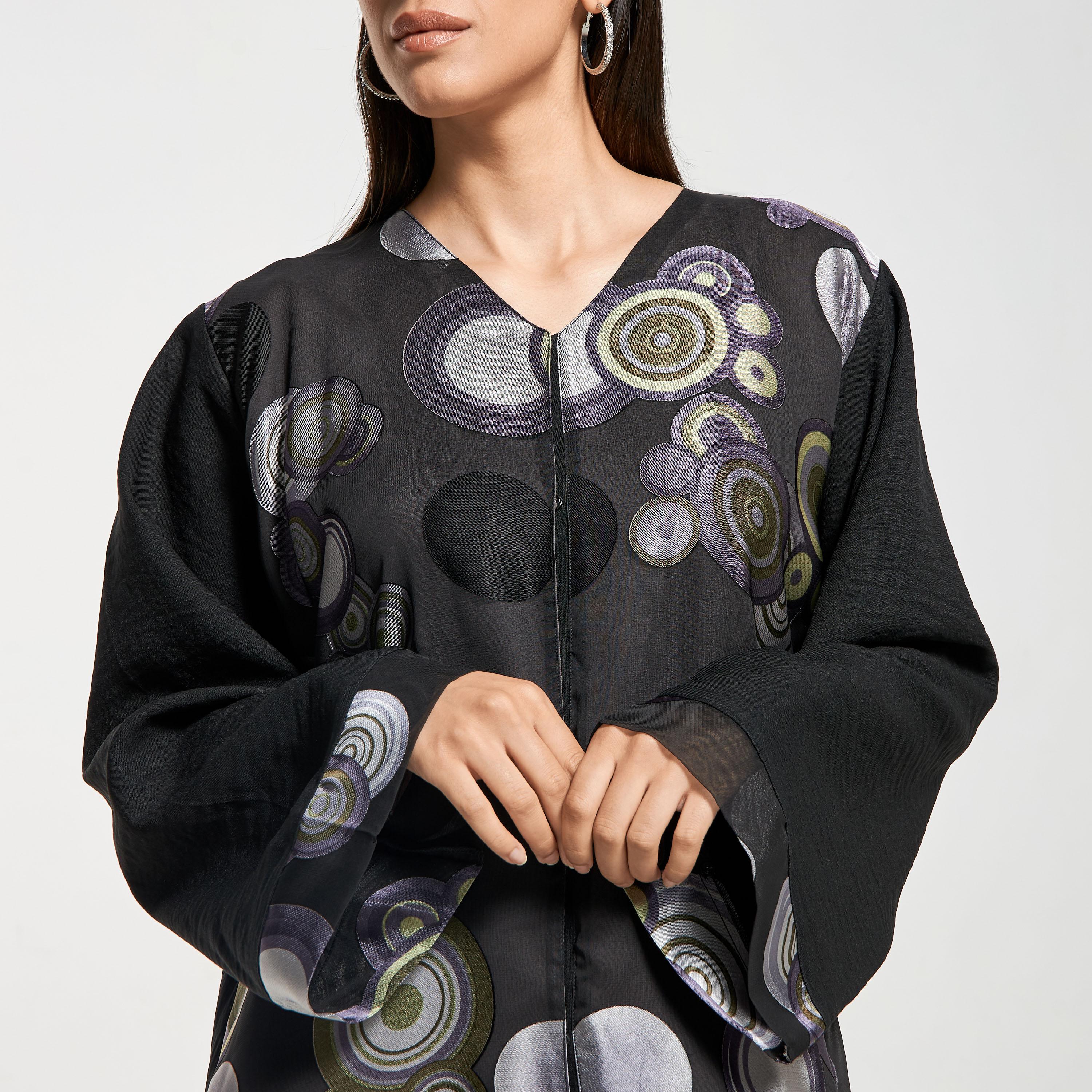 Hadiyath Al Madinah Printed Abaya with Hijab-women-arabicclothing-abayas-image-3