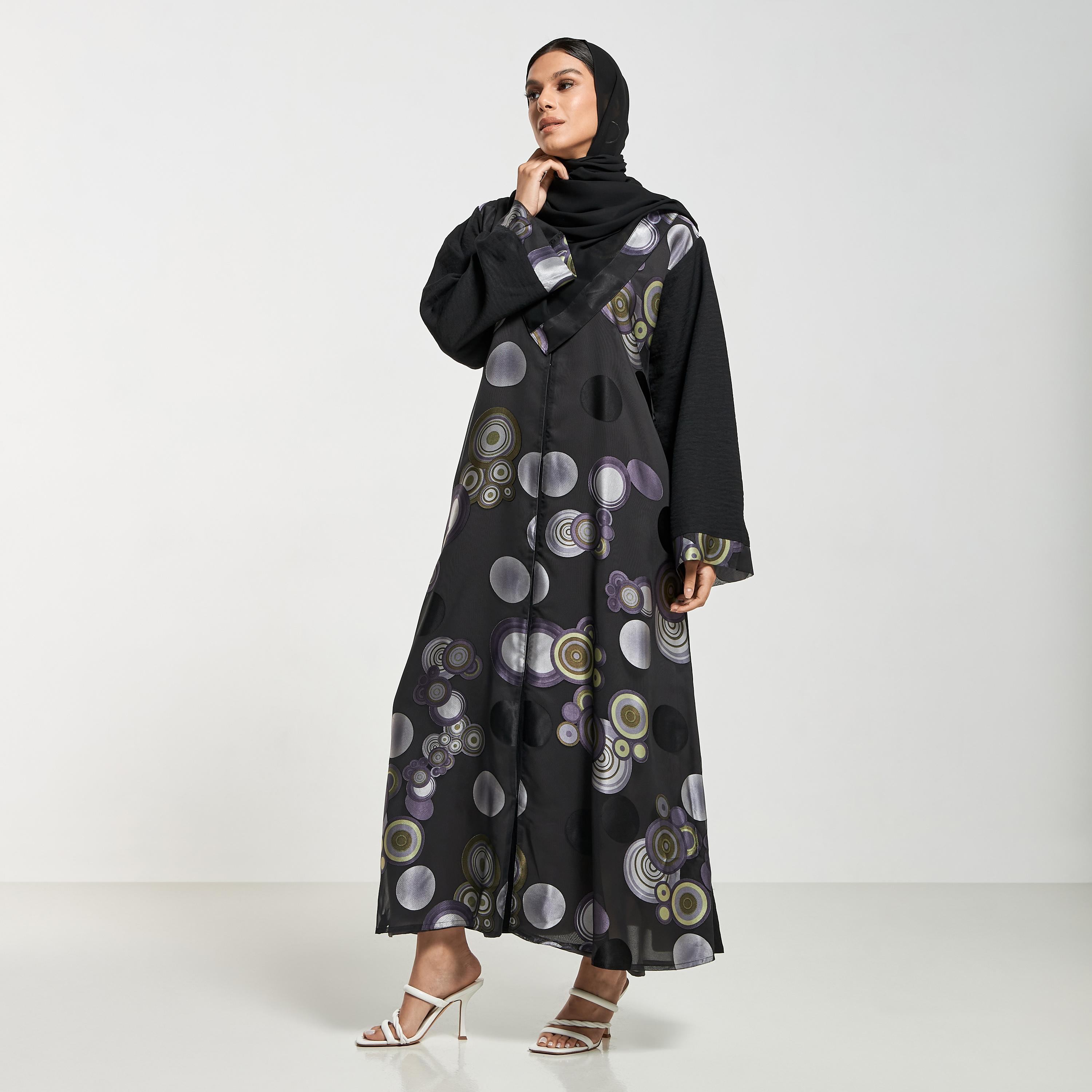 Hadiyath Al Madinah Printed Abaya with Hijab-women-arabicclothing-abayas-image-4
