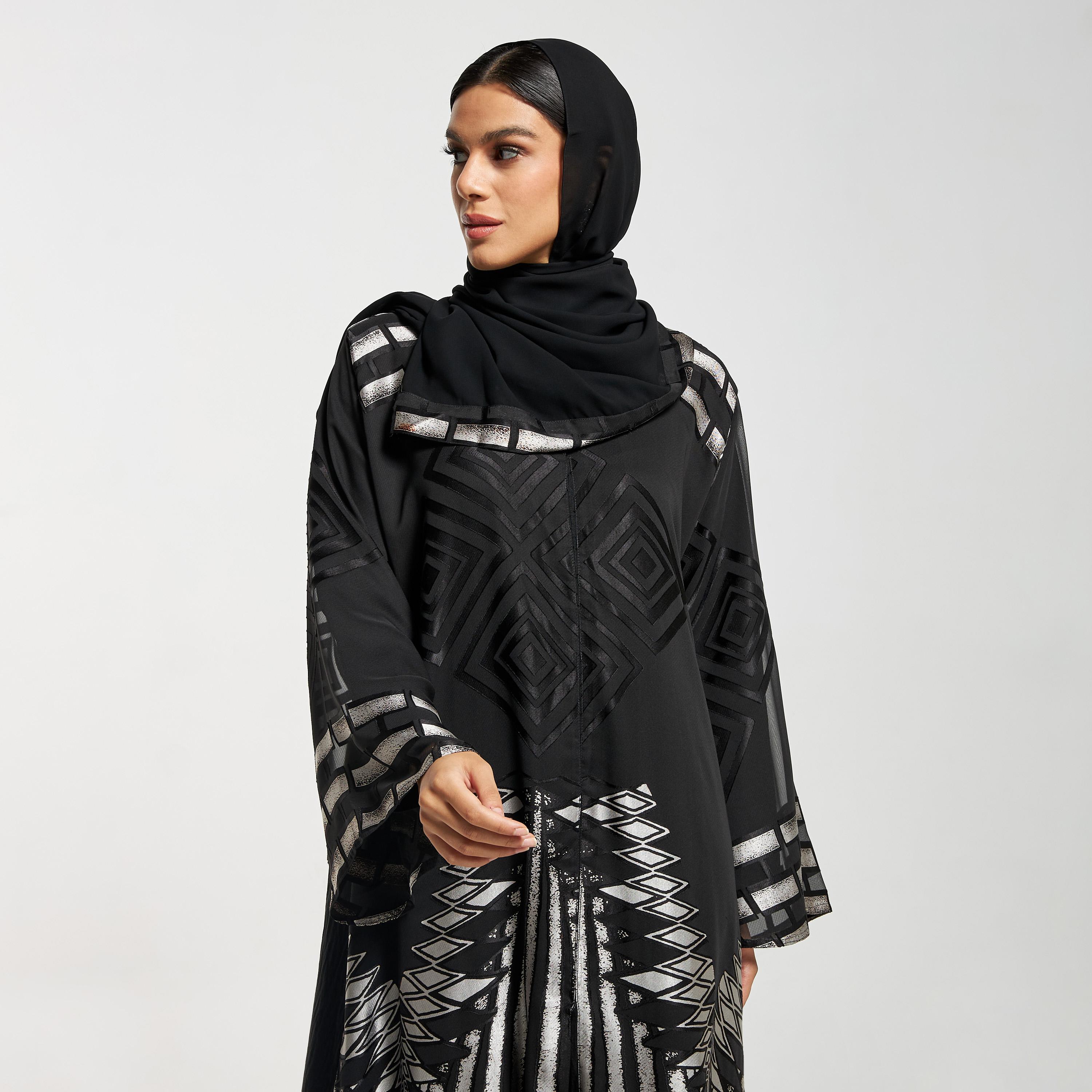 Hadiyath Al Madinah Printed Abaya with Hijab-women-arabicclothing-abayas-image-2