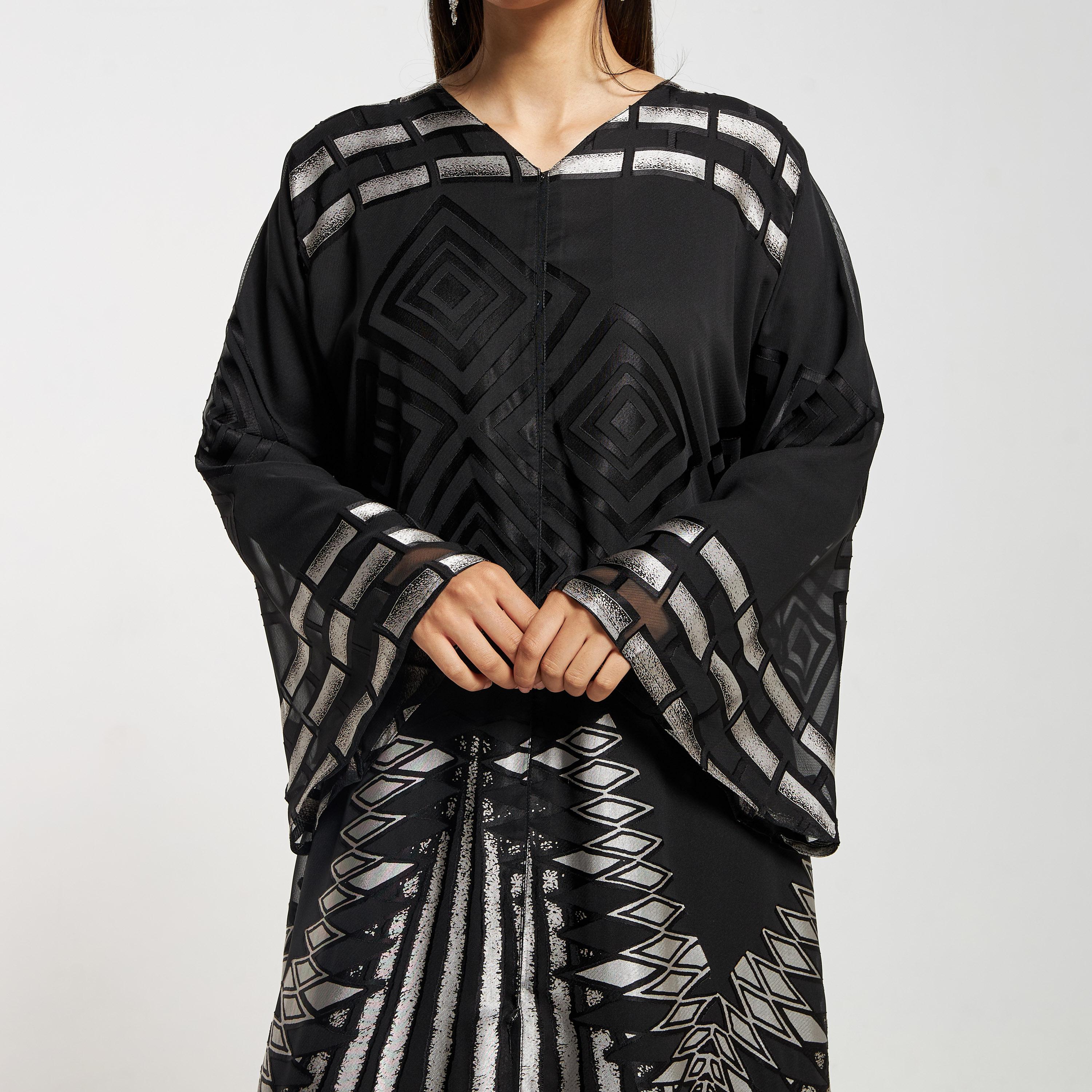 Hadiyath Al Madinah Printed Abaya with Hijab-women-arabicclothing-abayas-image-3