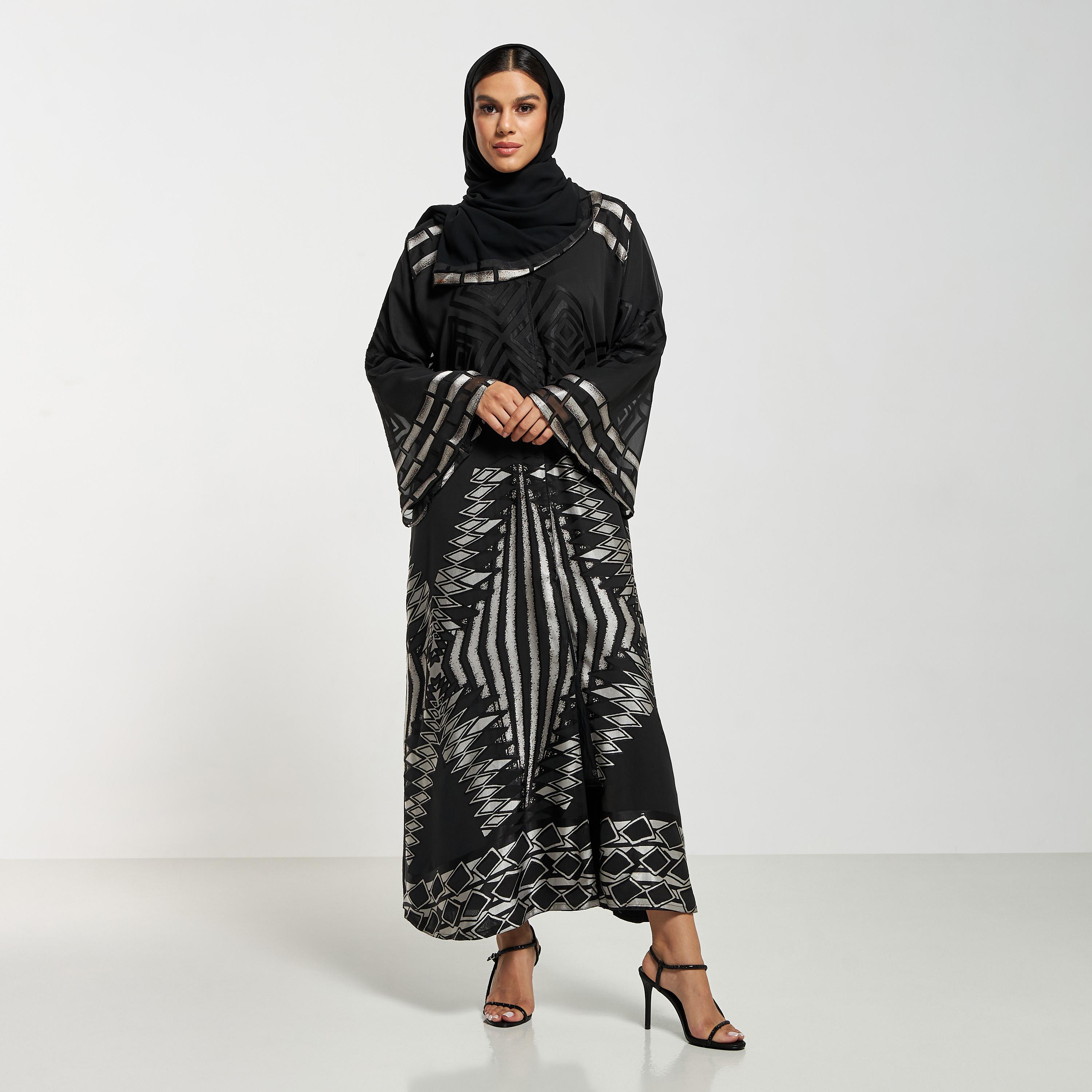 Hadiyath Al Madinah Printed Abaya with Hijab-women-arabicclothing-abayas-image-4