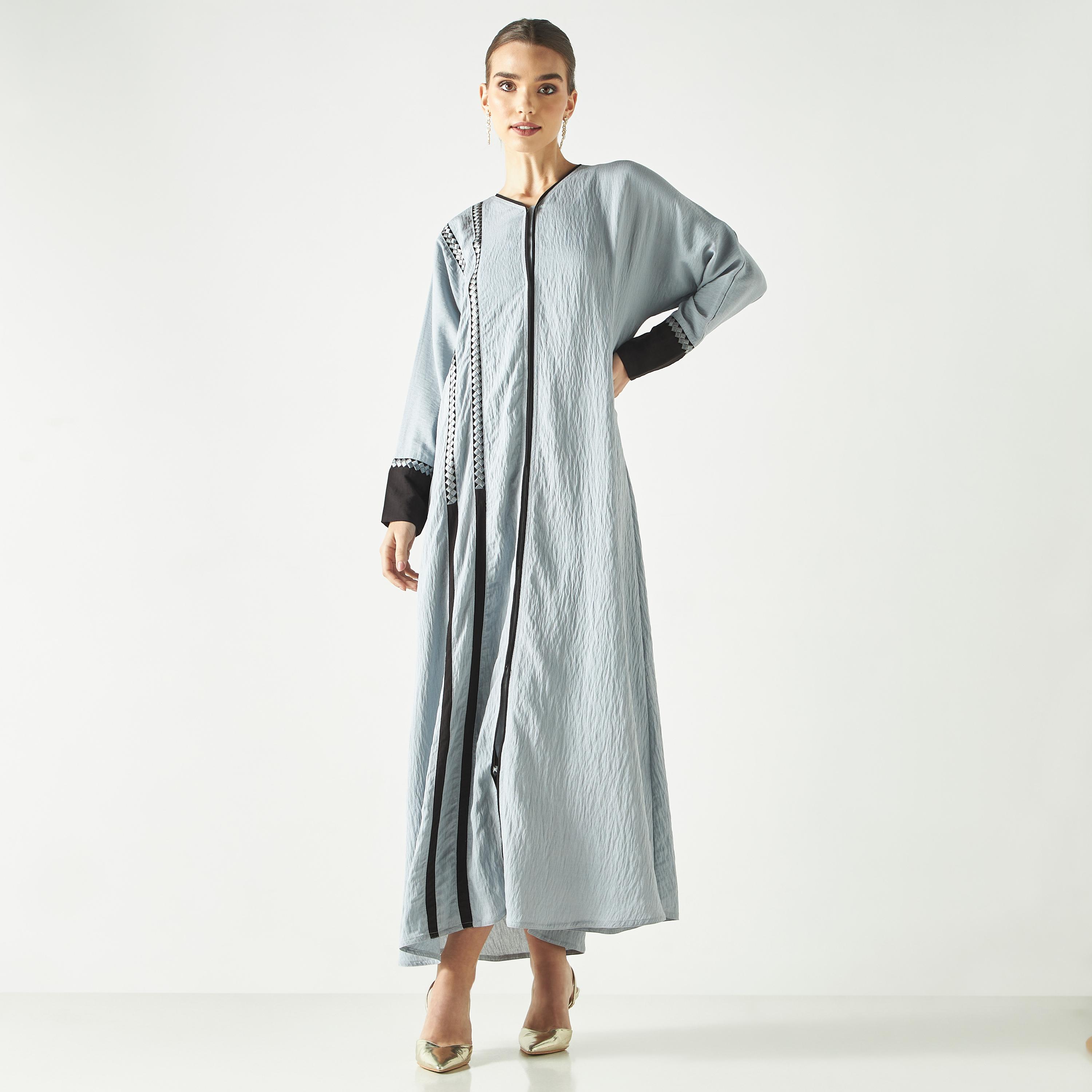 Hadiyath Al Madinah Embroidered Abaya with Hijab-women-arabicclothing-abayas-image-1