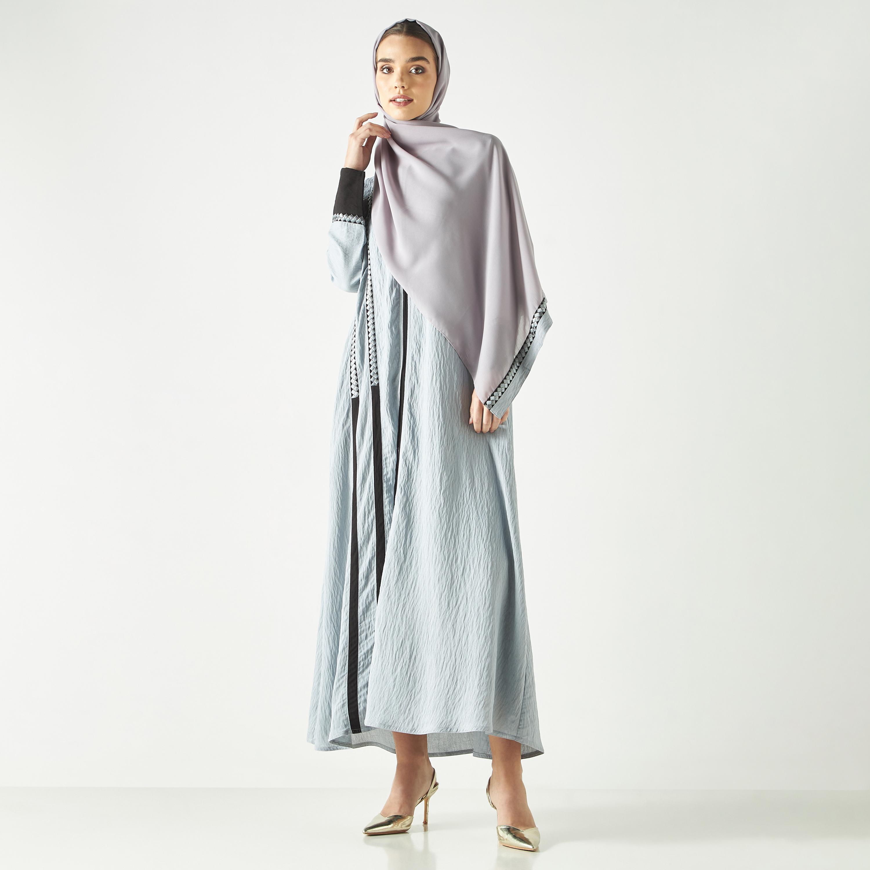 Hadiyath Al Madinah Embroidered Abaya with Hijab-women-arabicclothing-abayas-image-4