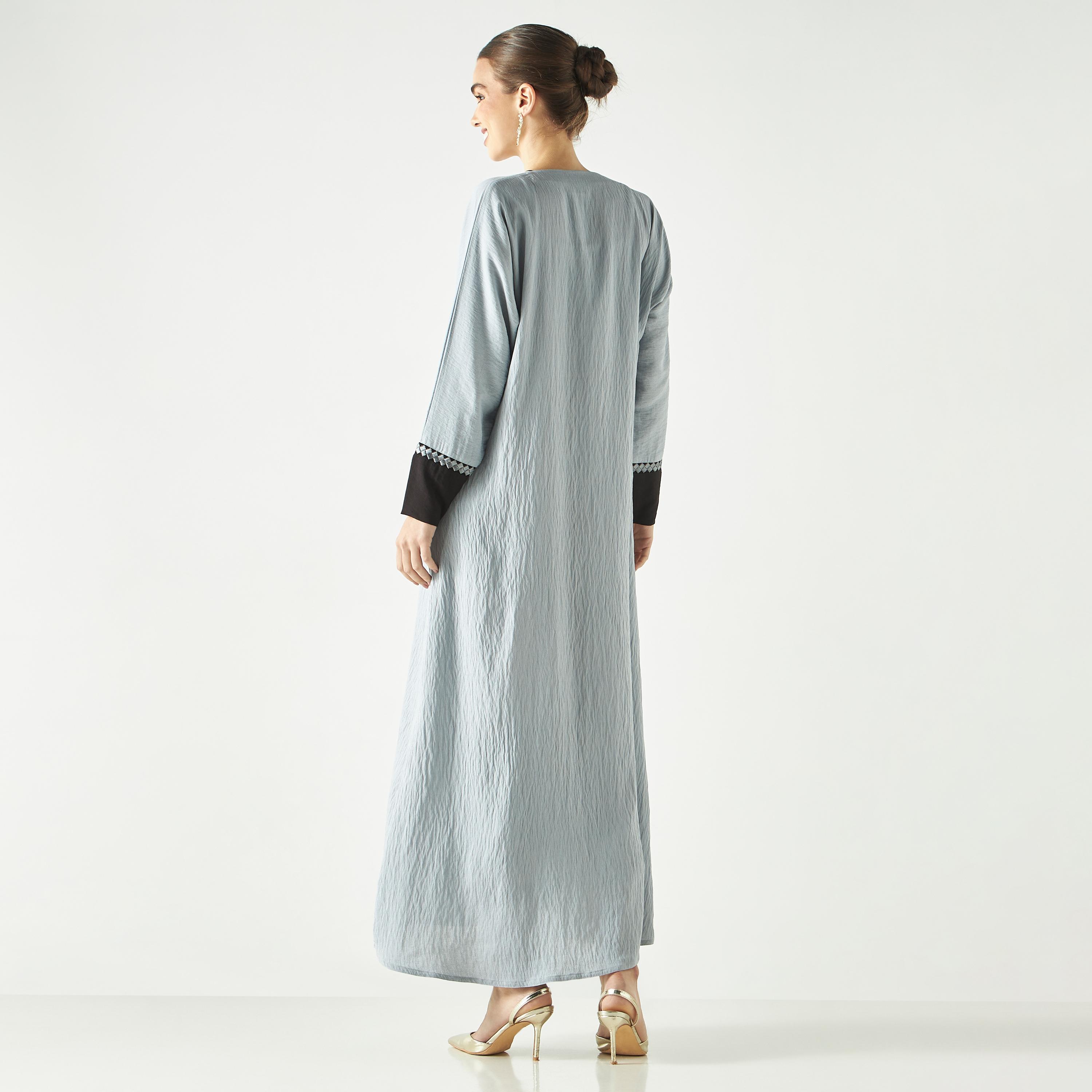 Hadiyath Al Madinah Embroidered Abaya with Hijab-women-arabicclothing-abayas-image-5