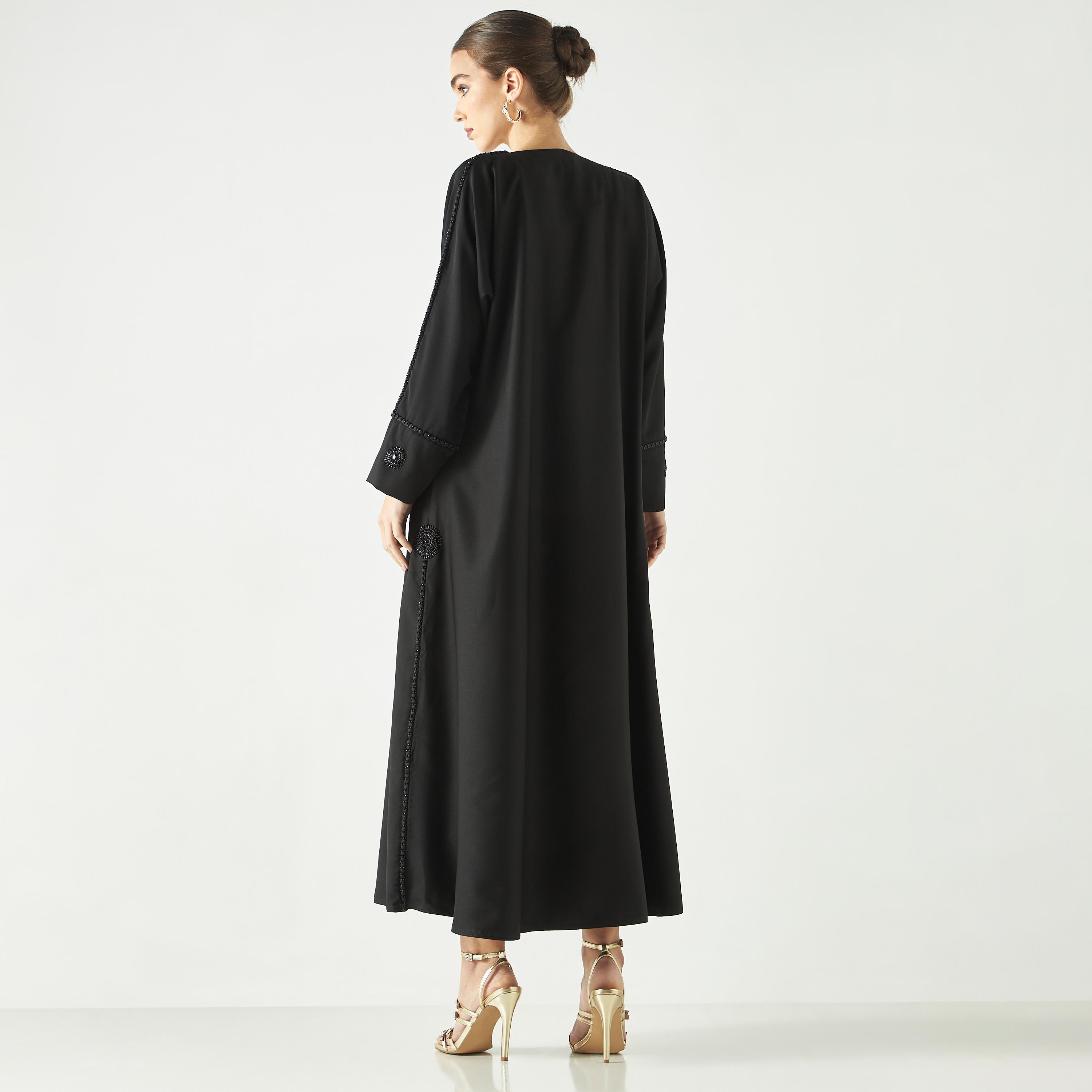 Hadiyath Al Madinah Embellished Abaya with V-neck-women-arabicclothing-abayas-image-5