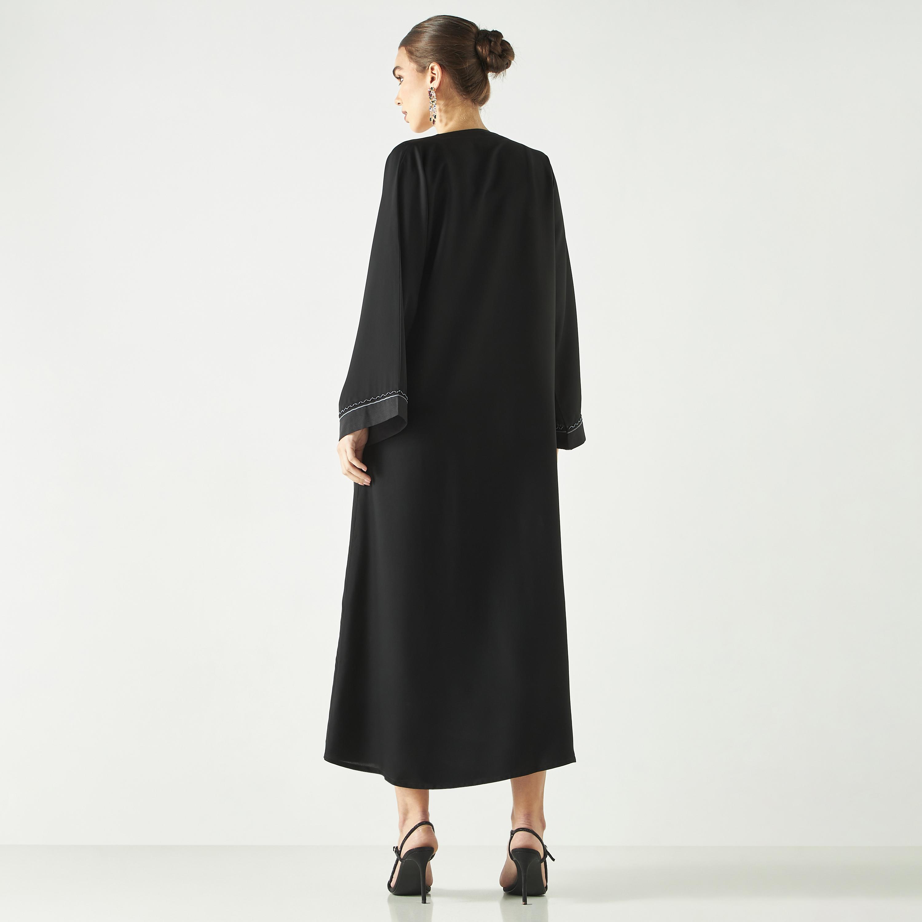 Hadiyath Al Madinah Pleated Abaya with Tie-Up-women-arabicclothing-abayas-image-4