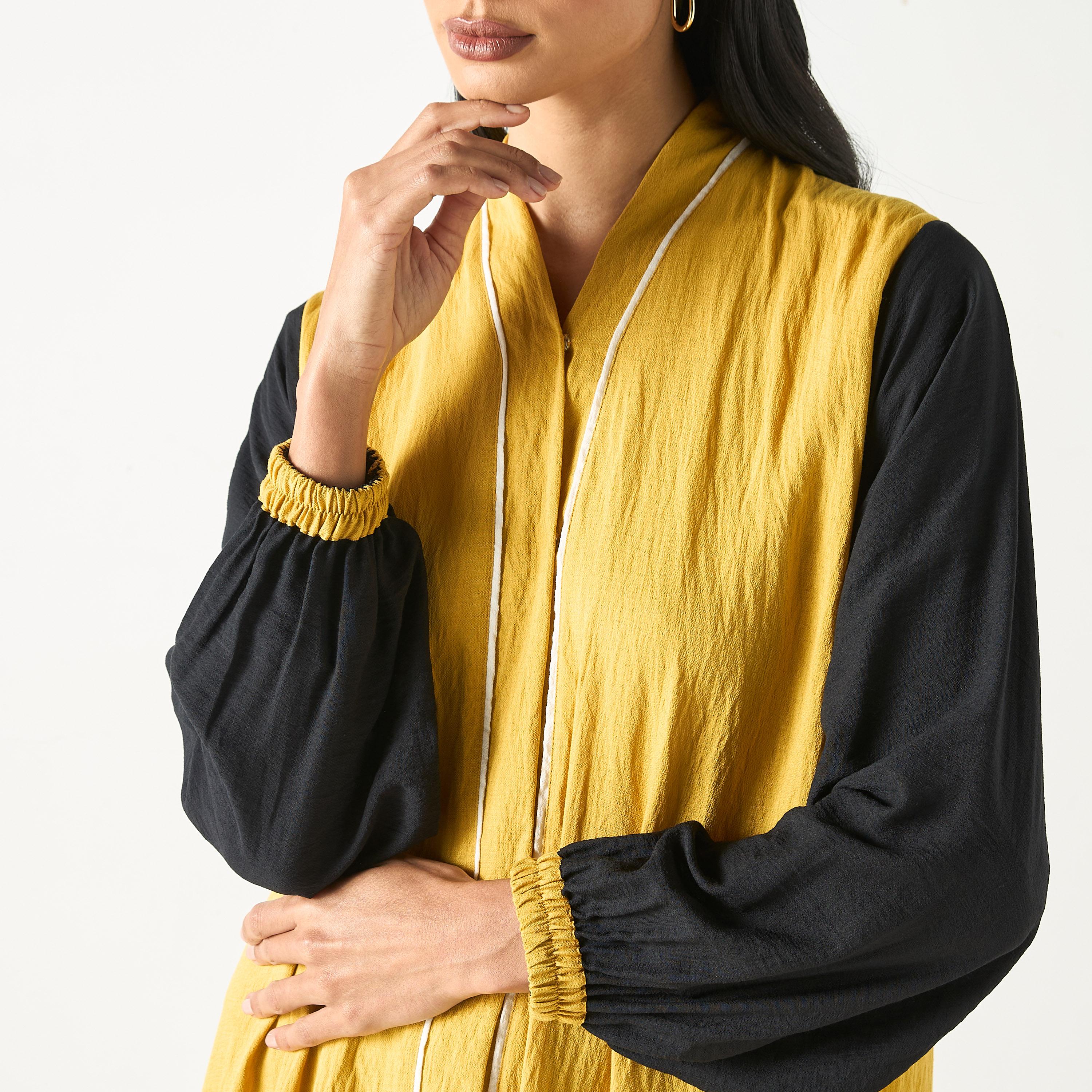 Hadiyath Al Madinah Two-Tone Abaya with Hijab-women-arabicclothing-abayas-image-3