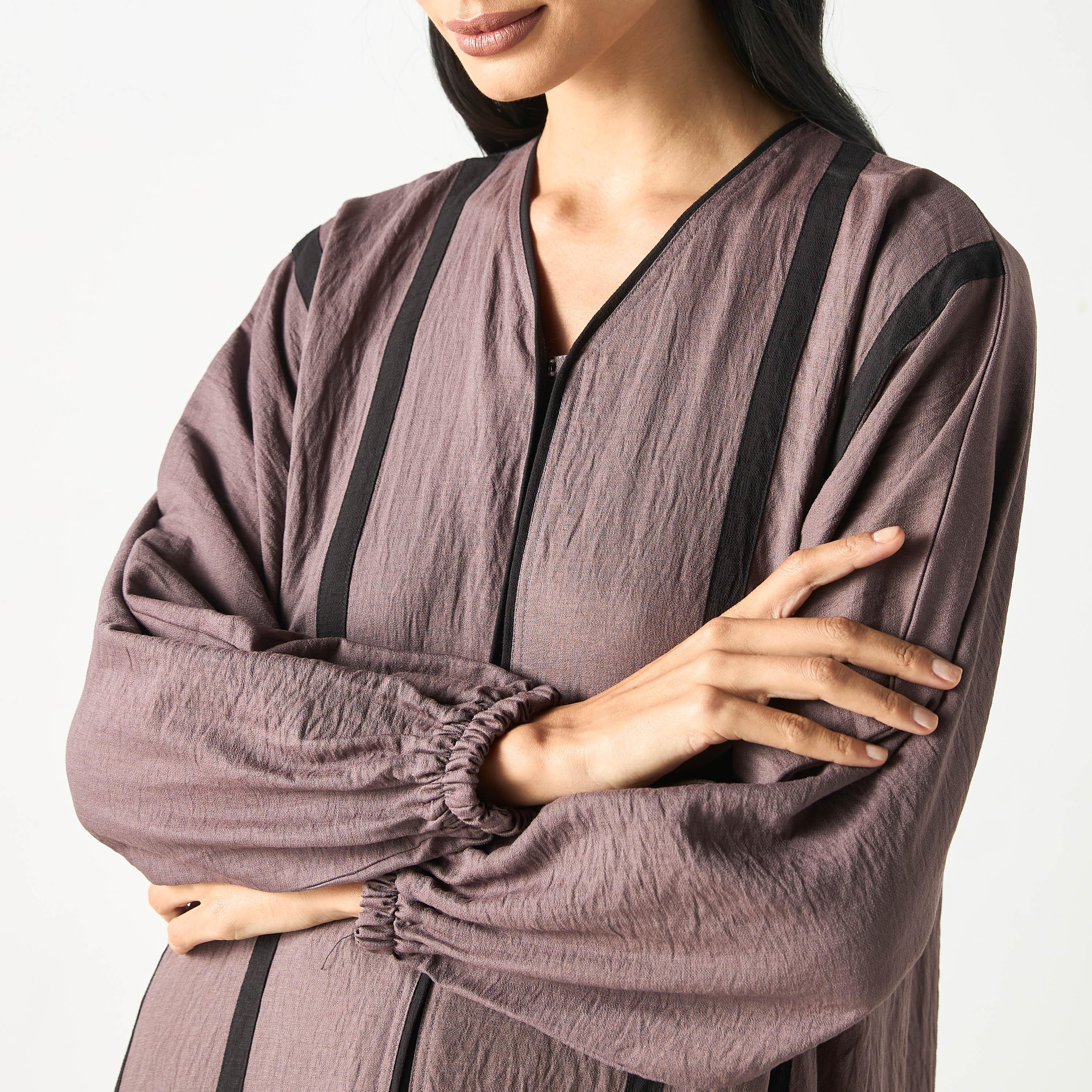 Hadiyath Al Madinah Two-Tone Abaya with Hijab-women-arabicclothing-abayas-image-3