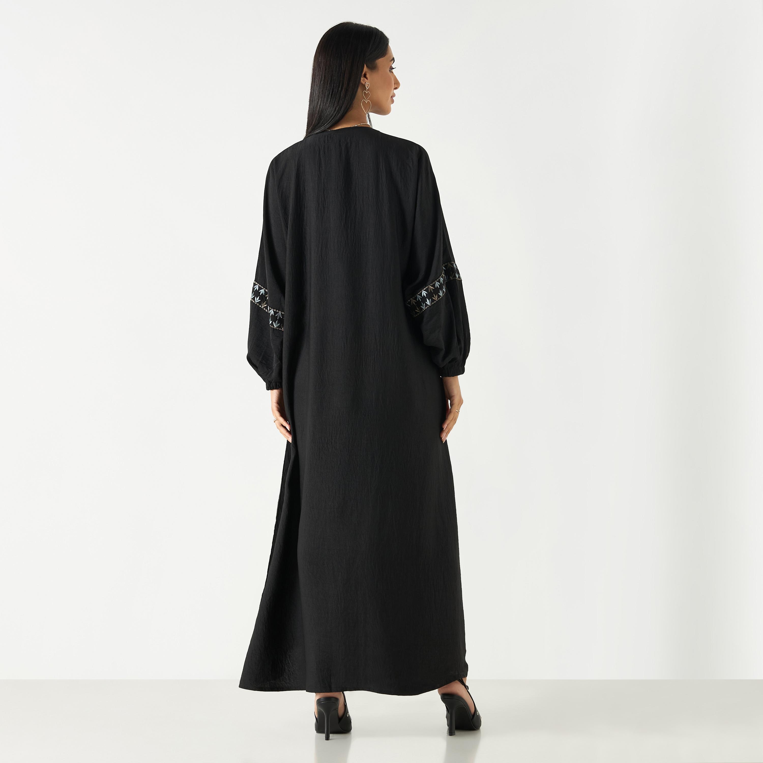 عباية مطرزة بياقة V وحجاب من هدية المدينة-women-arabicclothing-abayas-image-5