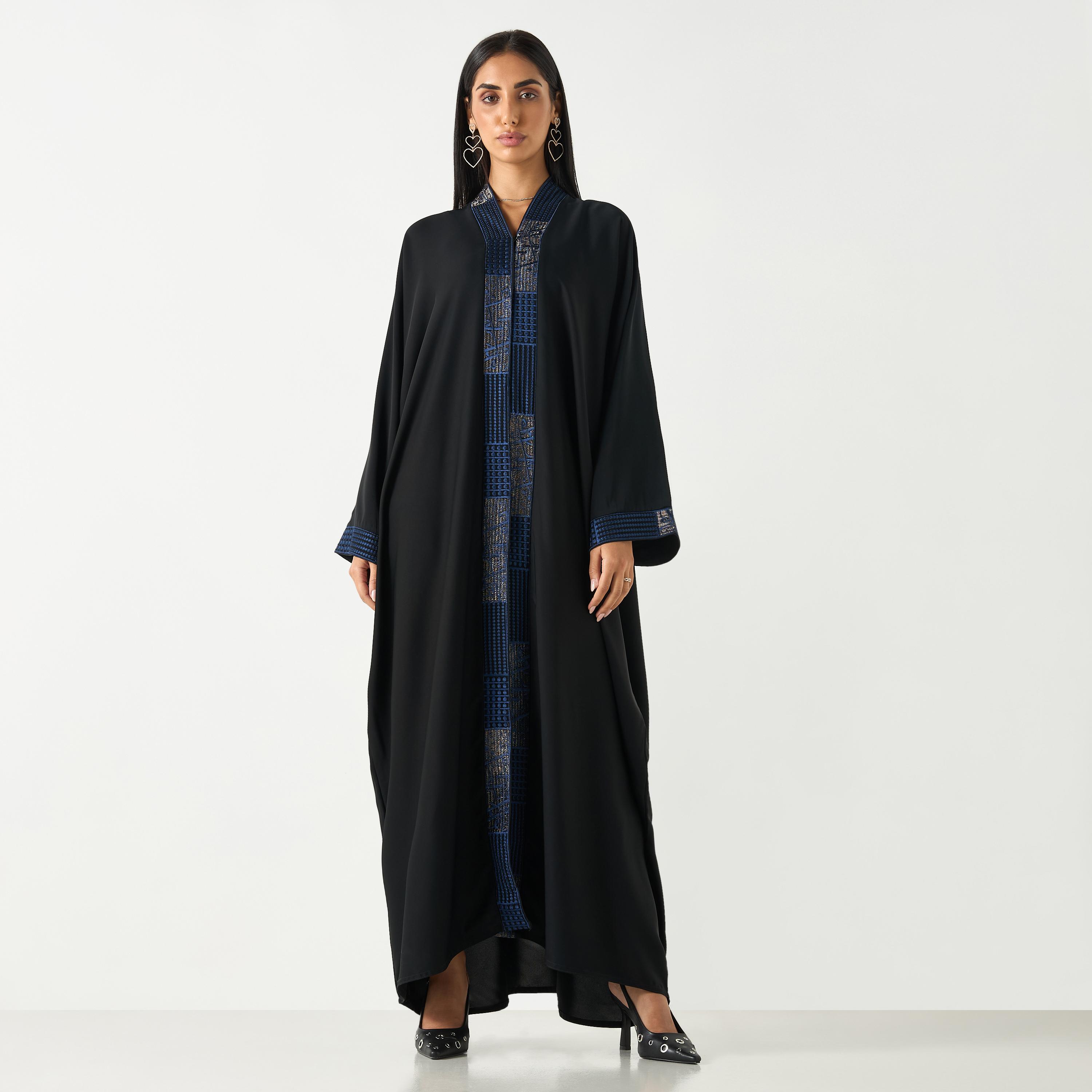 Hadiyath Al Madinah Embroidered Abaya with Hijab-women-arabicclothing-abayas-image-1