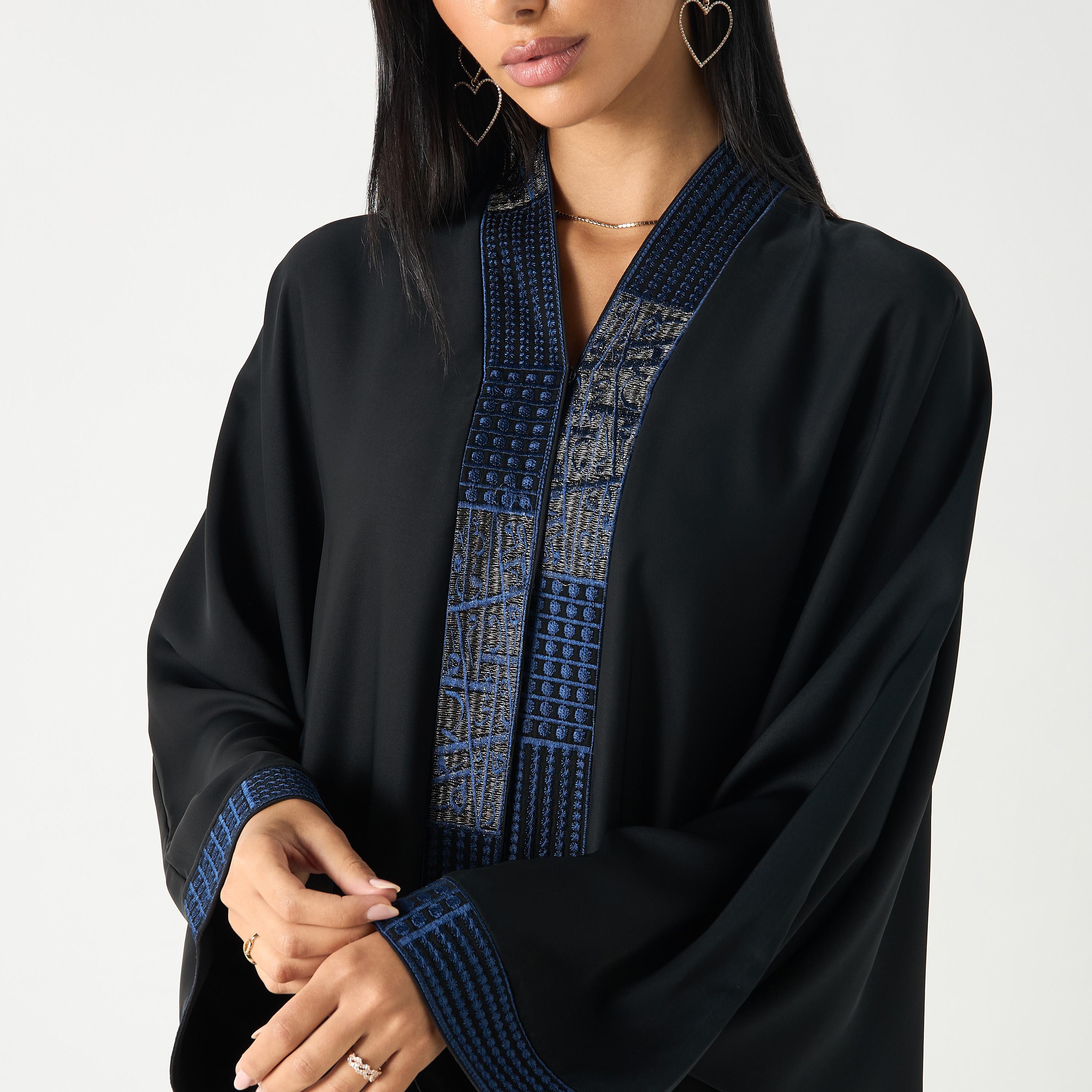 Hadiyath Al Madinah Embroidered Abaya with Hijab-women-arabicclothing-abayas-image-3