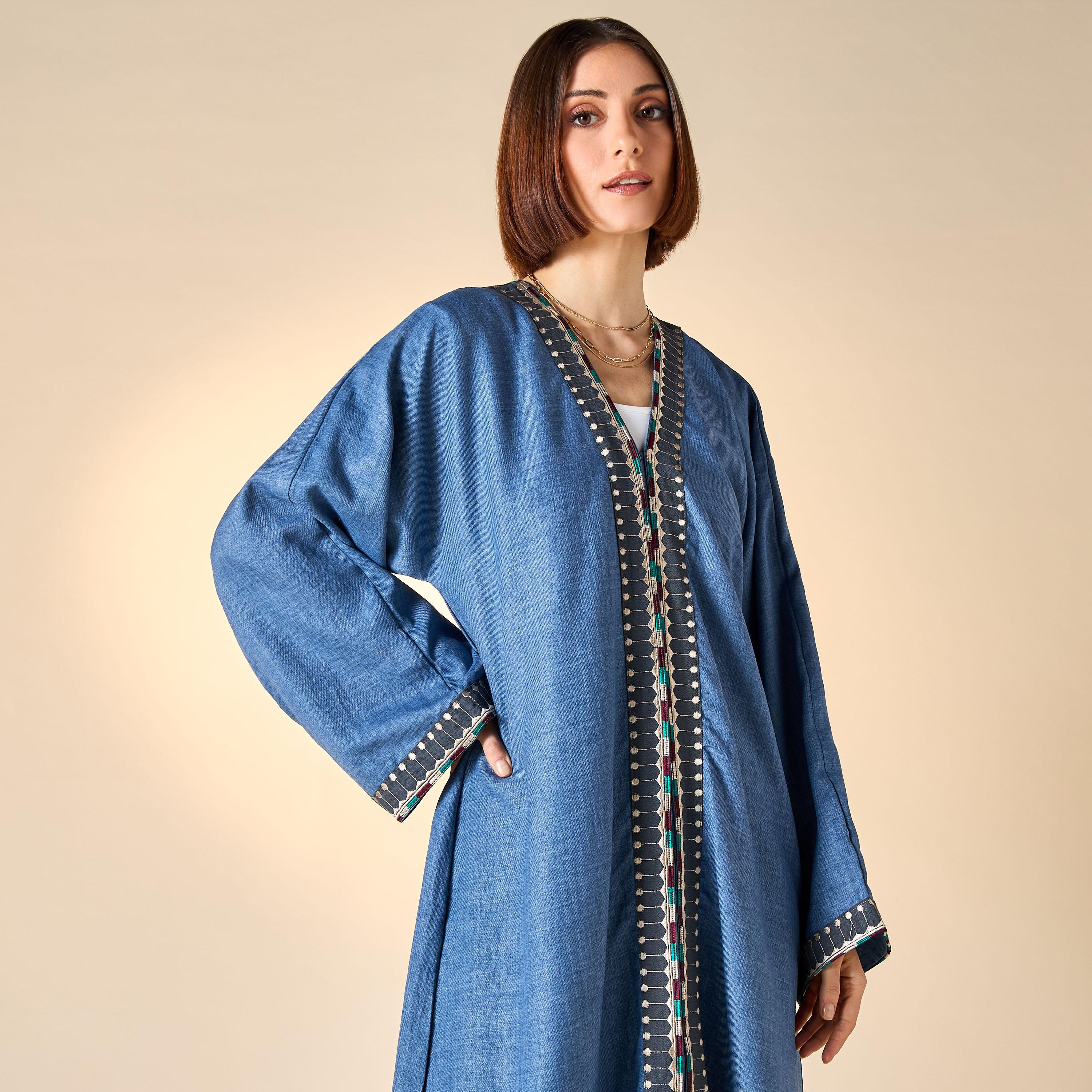 Hadiyath Al Madinah Embroidered Abaya with Hijab-women-arabicclothing-abayas-image-4