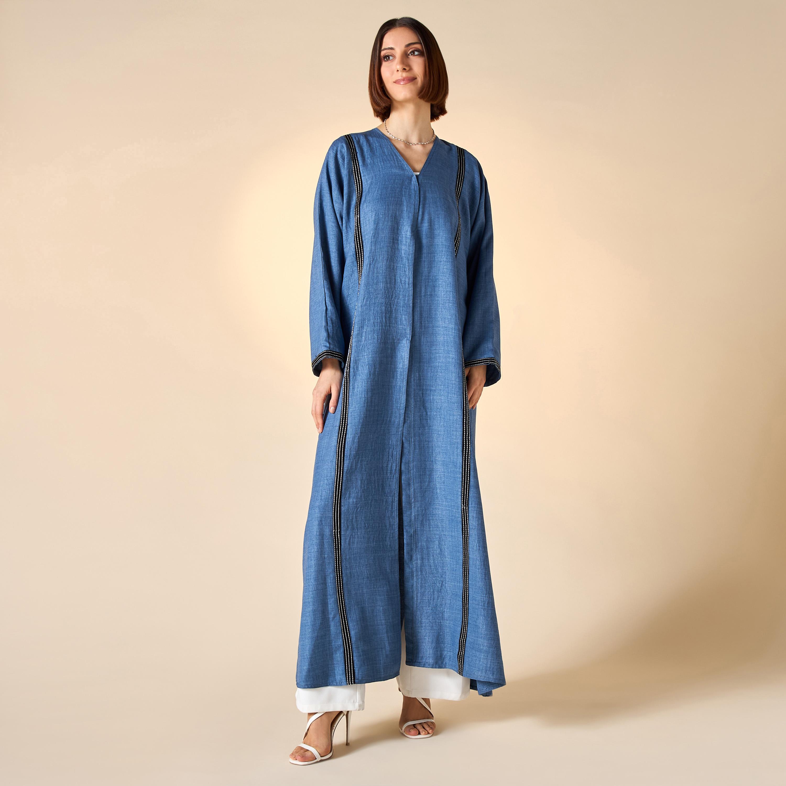 Hadiyath Al Madinah Solid Abaya with Hijab-women-arabicclothing-abayas-image-1