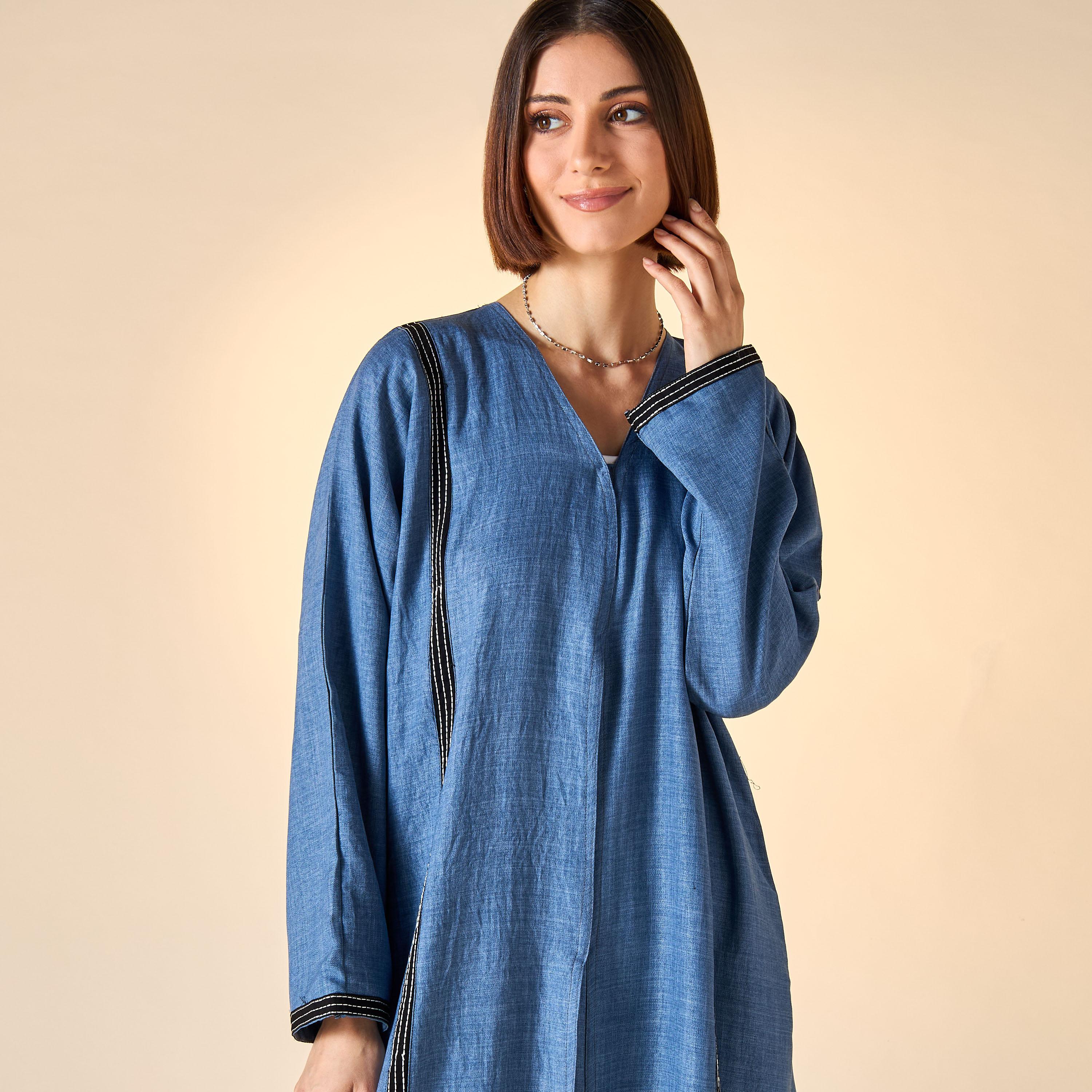 Hadiyath Al Madinah Solid Abaya with Hijab-women-arabicclothing-abayas-image-3
