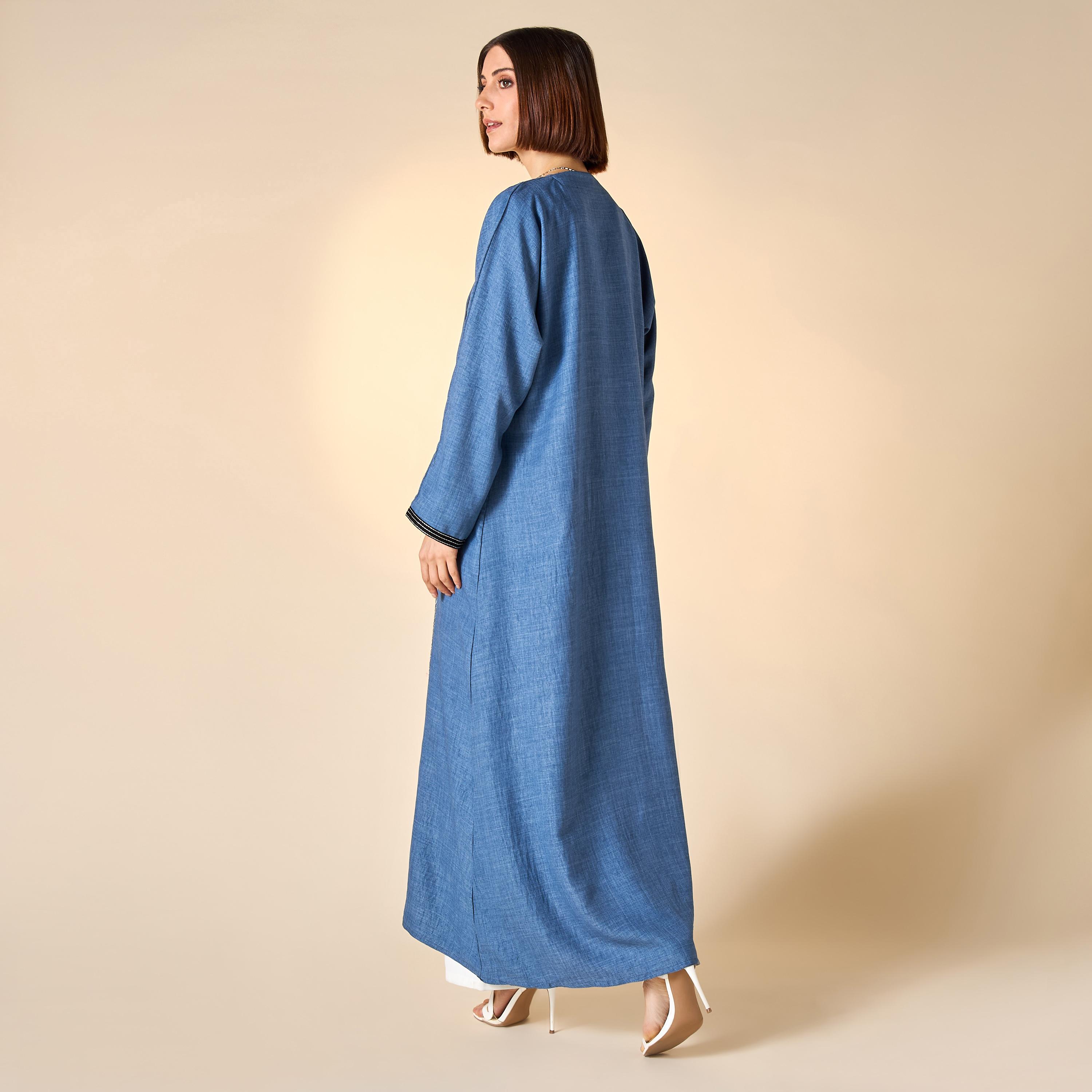 Hadiyath Al Madinah Solid Abaya with Hijab-women-arabicclothing-abayas-image-4