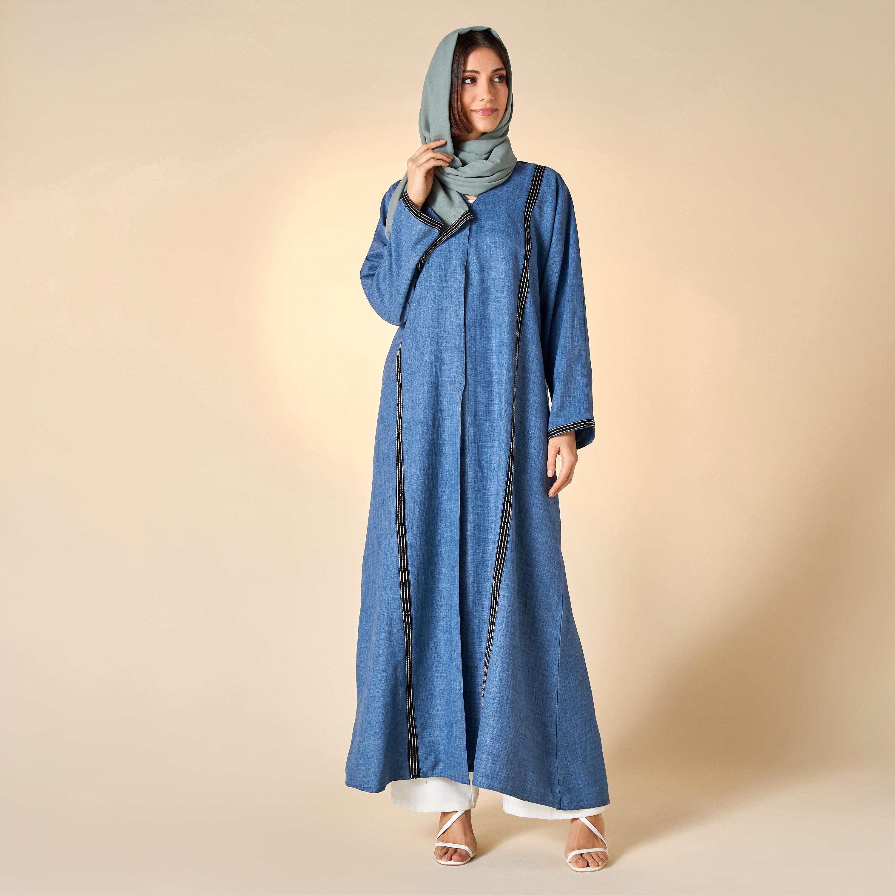 Hadiyath Al Madinah Solid Abaya with Hijab-women-arabicclothing-abayas-image-5