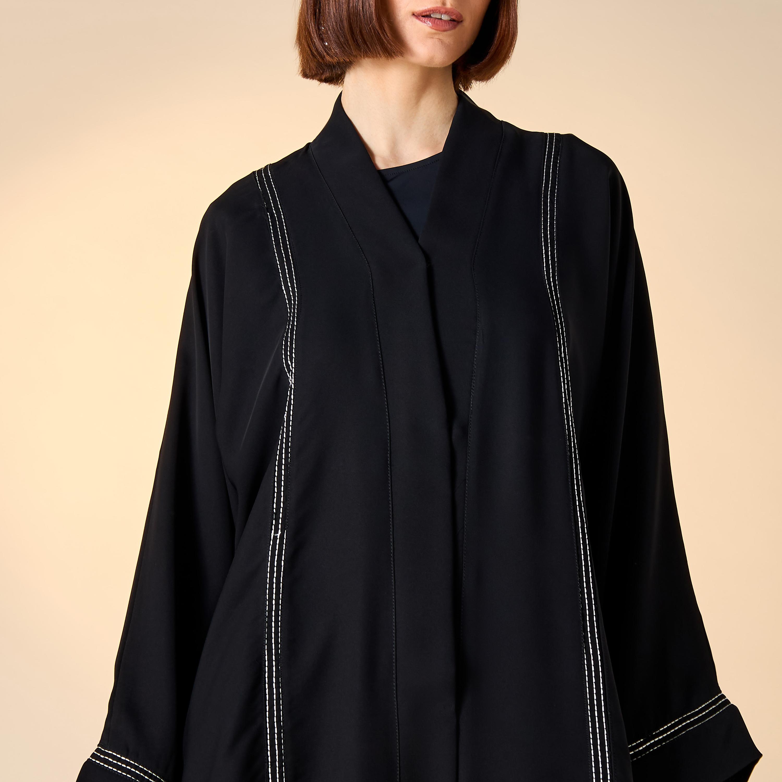 Hadiyath Al Madinah Embroidered Abaya with Hijab-women-arabicclothing-abayas-image-3