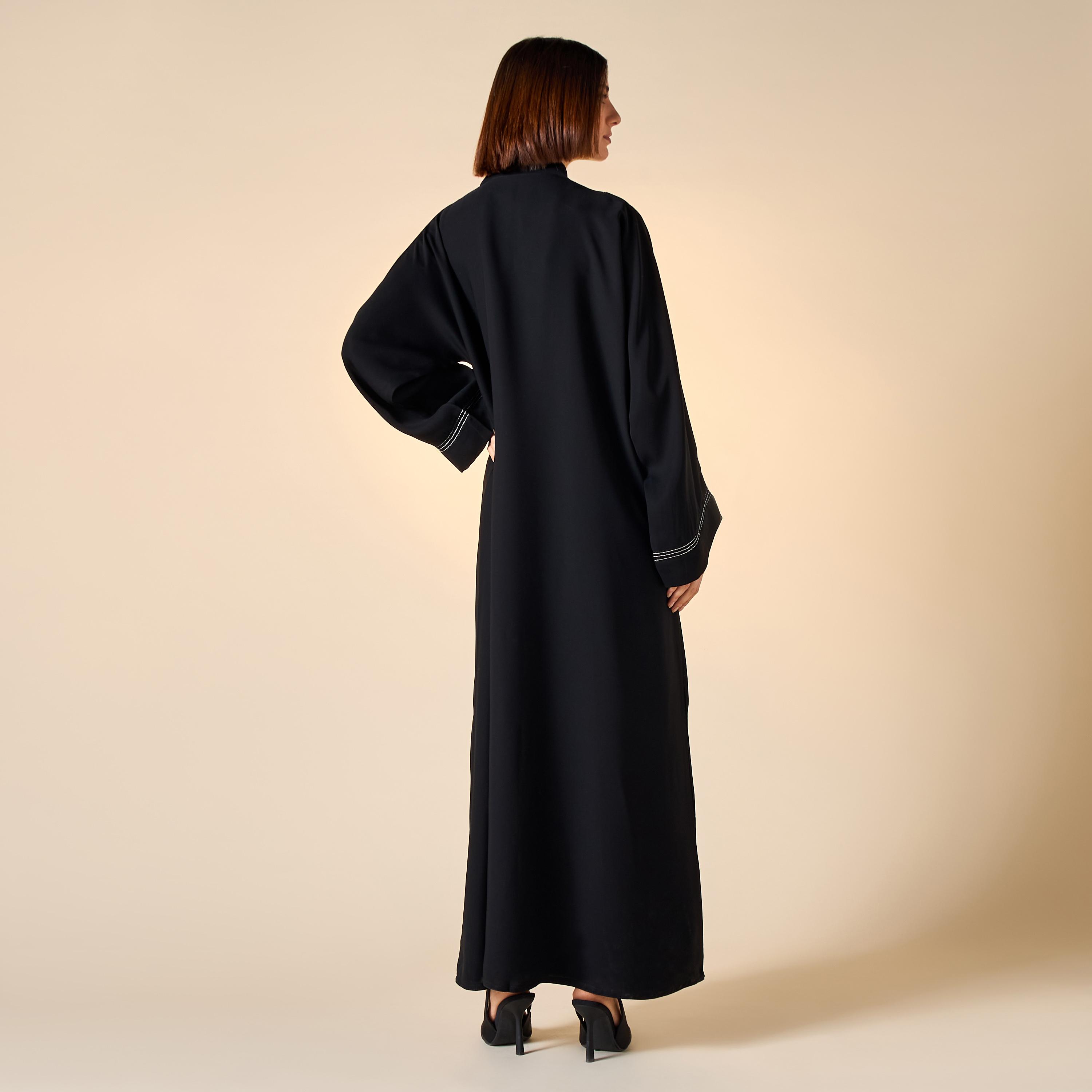 Hadiyath Al Madinah Embroidered Abaya with Hijab-women-arabicclothing-abayas-image-5