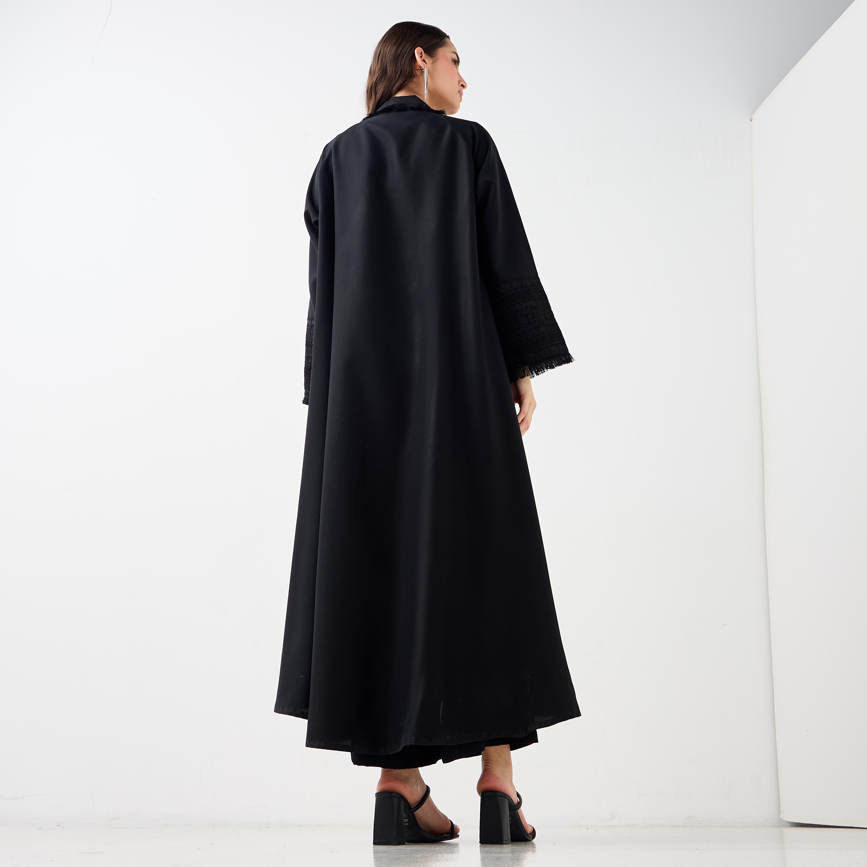 Hadiyath Al Madinah Embroidered Open Front Abaya-women-arabicclothing-abayas-image-5
