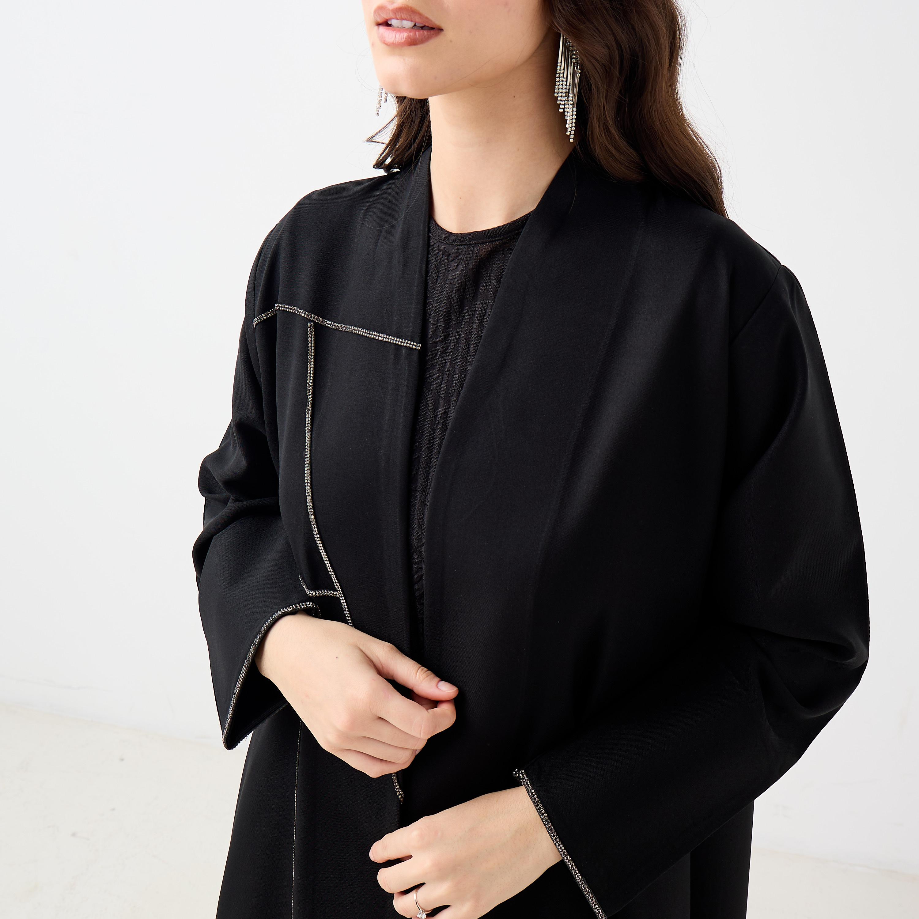 Hadiyath Al Madinah Embellished Open Front Abaya-women-arabicclothing-abayas-image-4