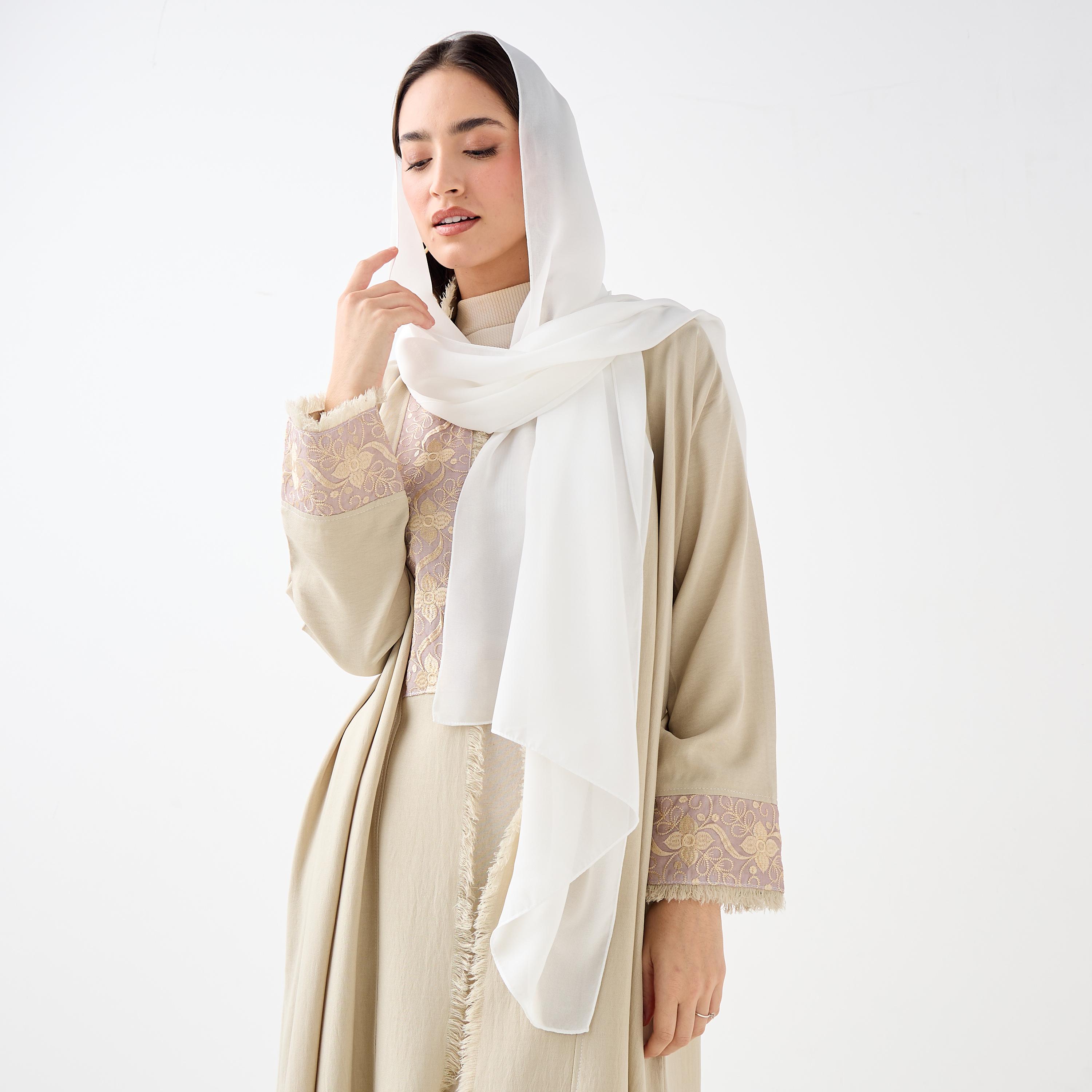 Hadiyath Al Madinah Embroidered Open Front Abaya-women-arabicclothing-abayas-image-2