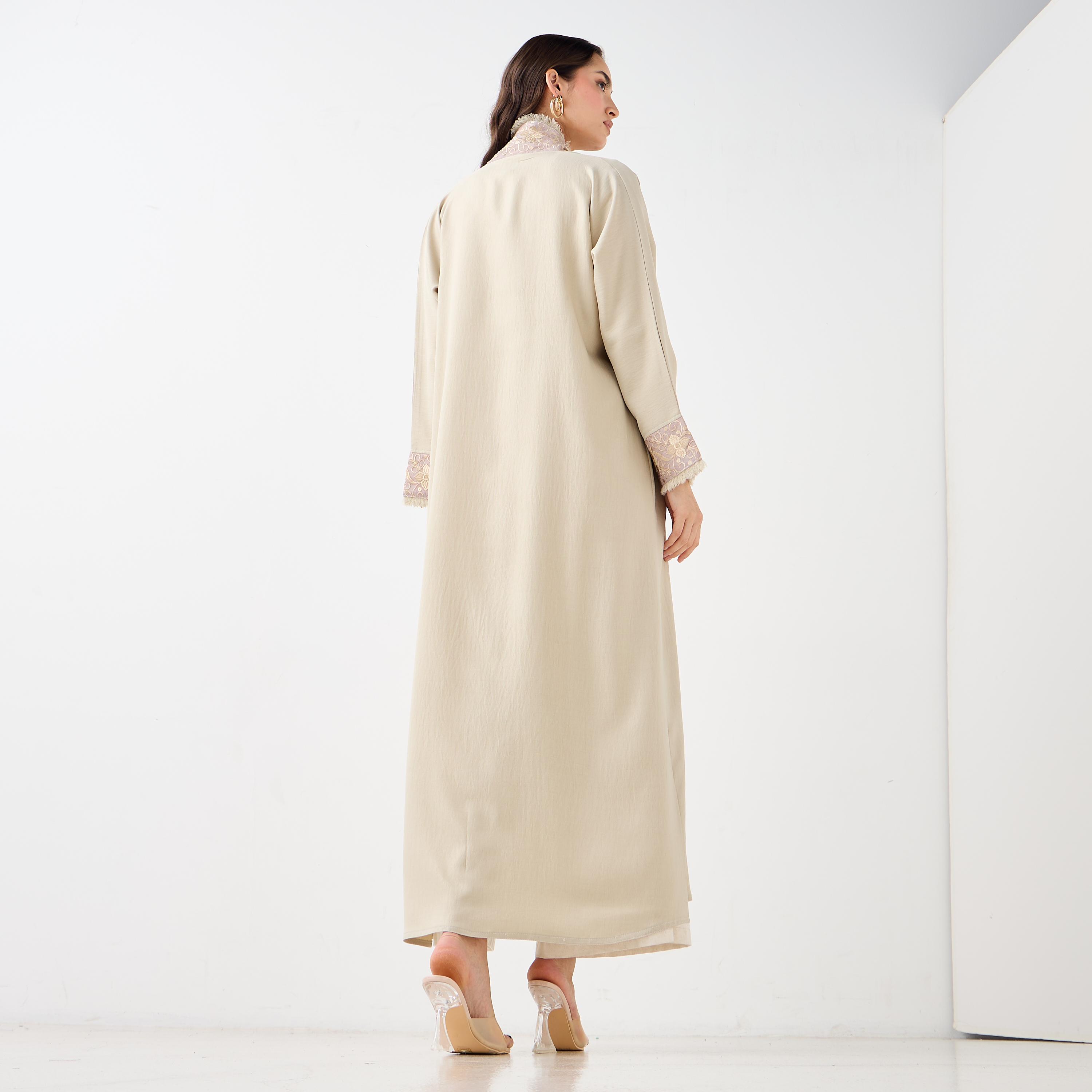 Hadiyath Al Madinah Embroidered Open Front Abaya-women-arabicclothing-abayas-image-5