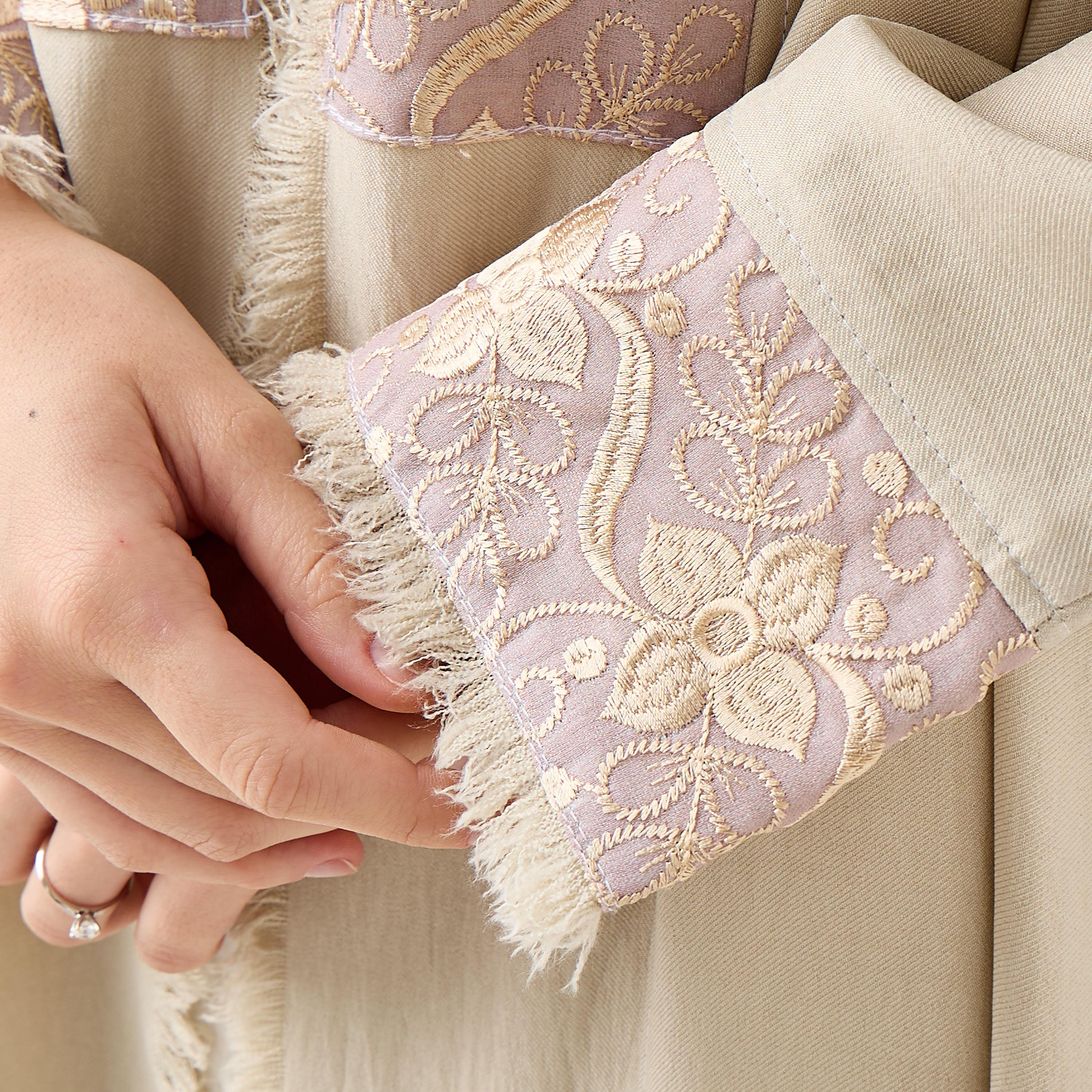 Hadiyath Al Madinah Embroidered Open Front Abaya-women-arabicclothing-abayas-image-6