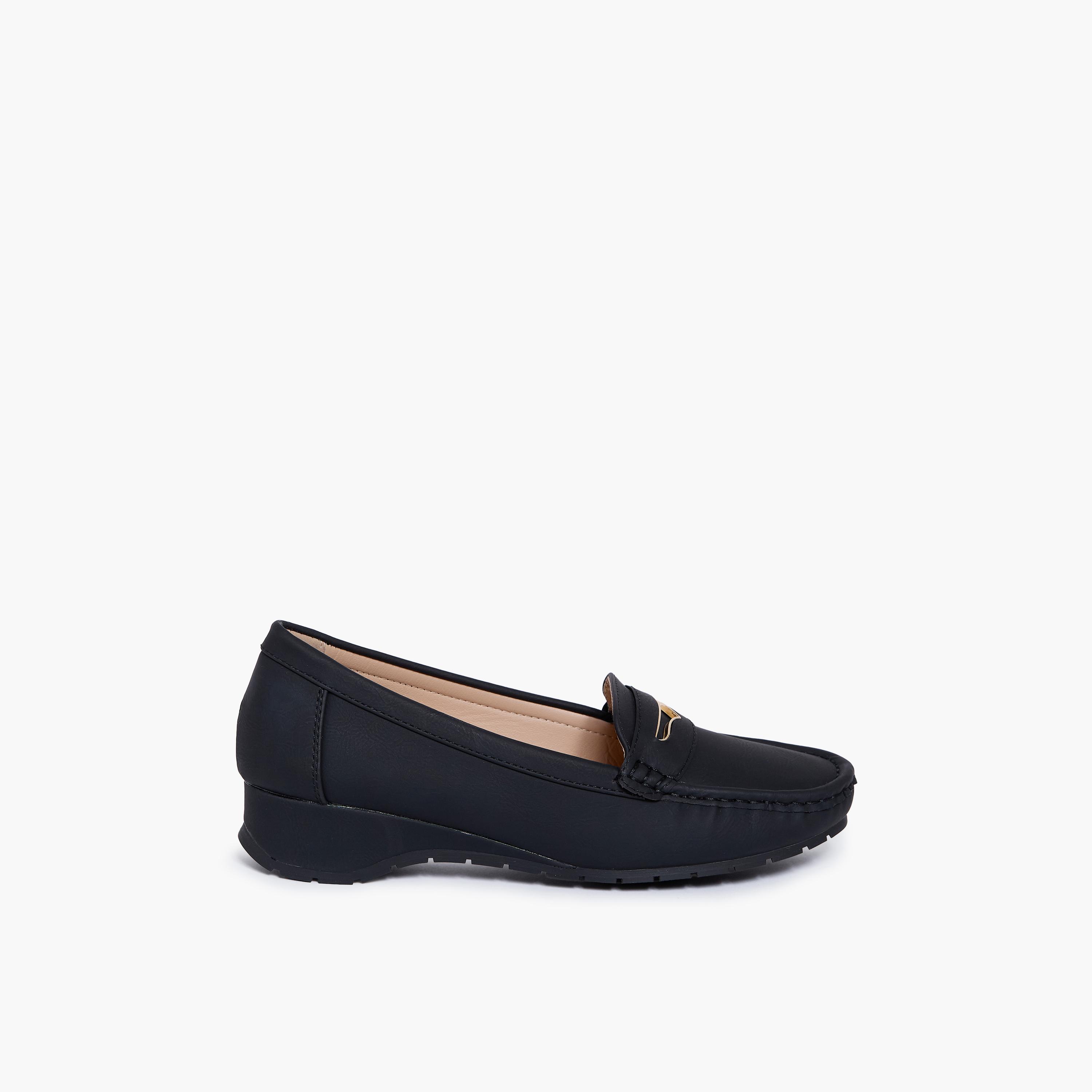 Geoomnii Women's Slip-On Karen1 Wedge Loafers | G25225-17-BLACK-women-shoes-flats-loafers-image-4