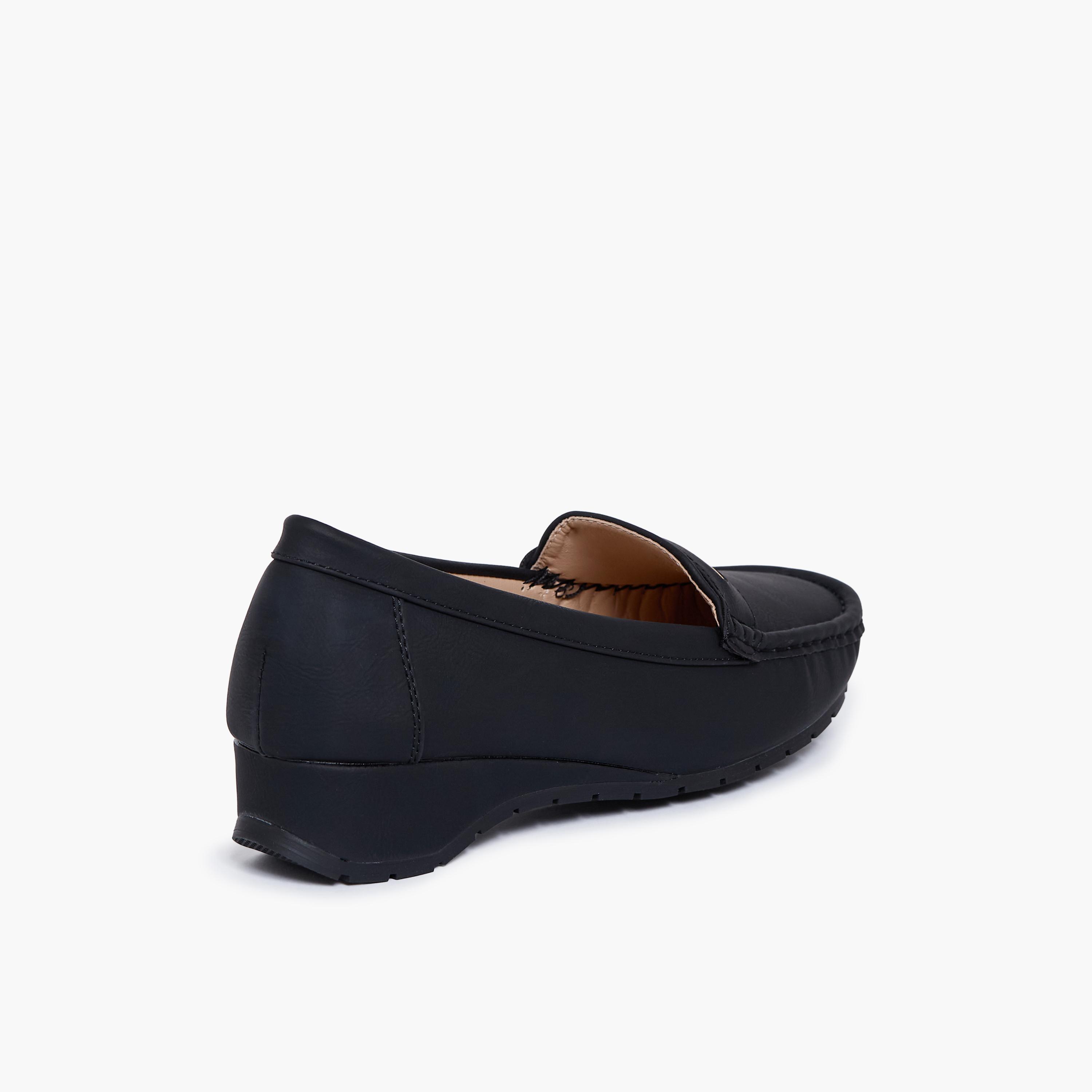 Geoomnii Women's Slip-On Karen1 Wedge Loafers | G25225-17-BLACK-women-shoes-flats-loafers-image-5