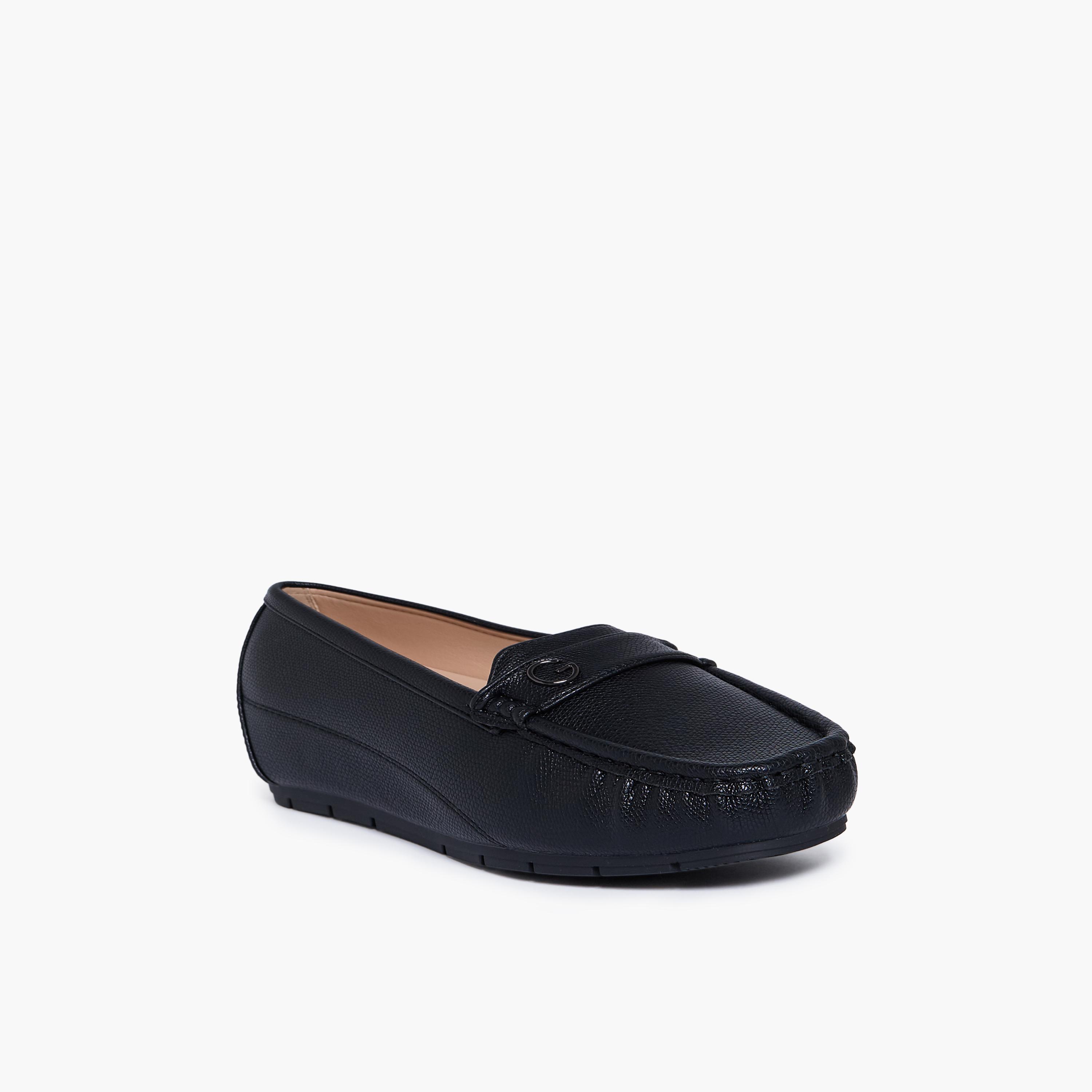 جيومني - حذاء كيتلين1 سهل الارتداء بكعب إسفيني للنساء | G25225-19-BLACK-women-shoes-flats-loafers-image-1