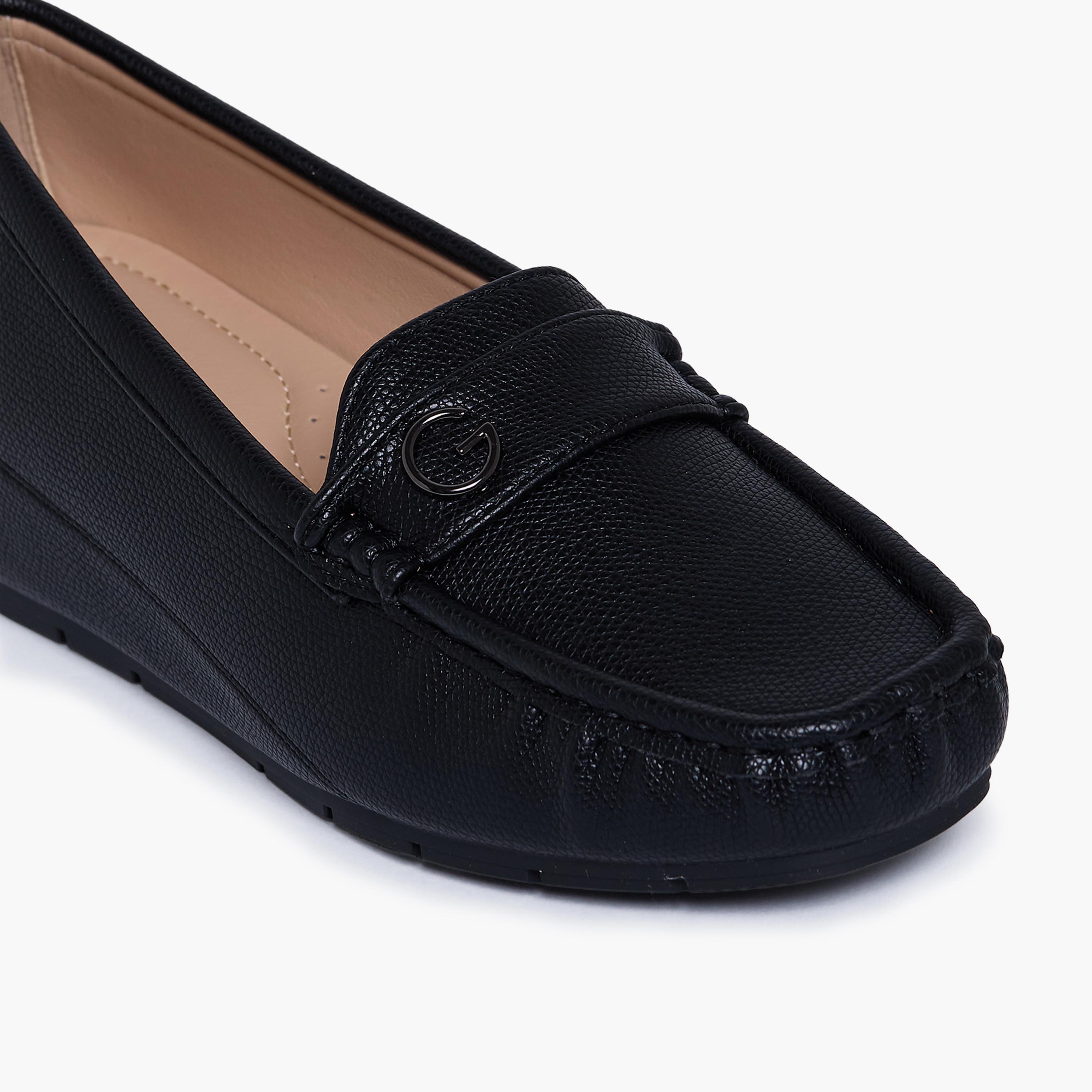 جيومني - حذاء كيتلين1 سهل الارتداء بكعب إسفيني للنساء | G25225-19-BLACK-women-shoes-flats-loafers-image-2