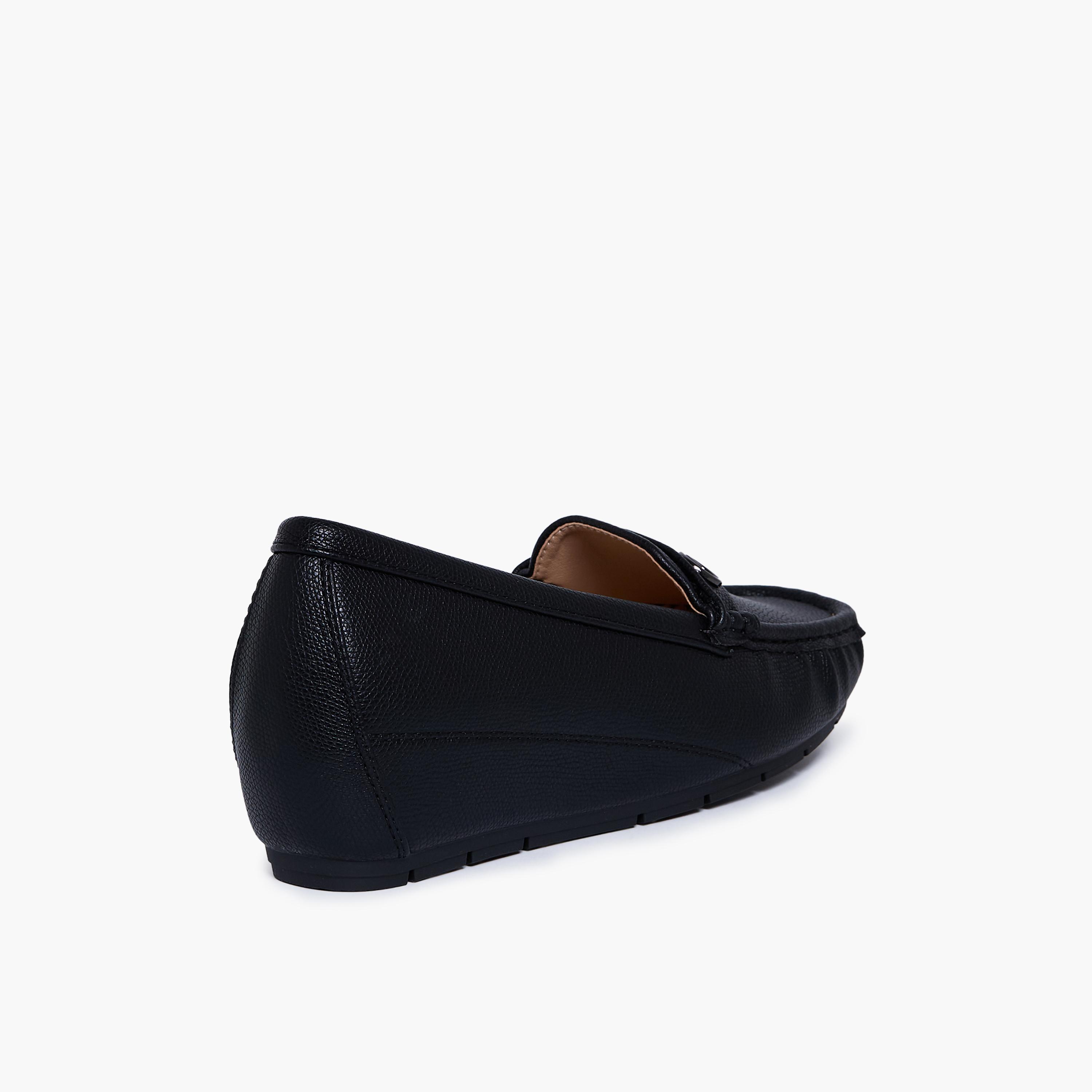 Geoomnii Women's Slip-On Katelyn1 Wedge Loafers | G25225-19-BLACK-women-shoes-flats-loafers-image-5