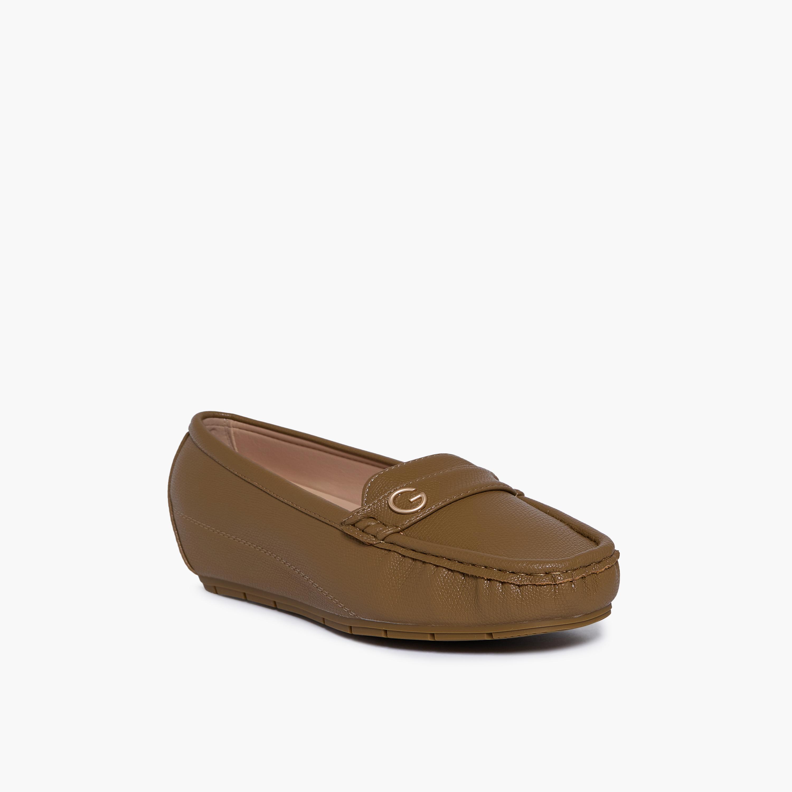 جيومني - حذاء كاثرين1 سهل الارتداء بكعب إسفيني للنساء | G25225-19-BROWN-women-shoes-flats-loafers-image-1